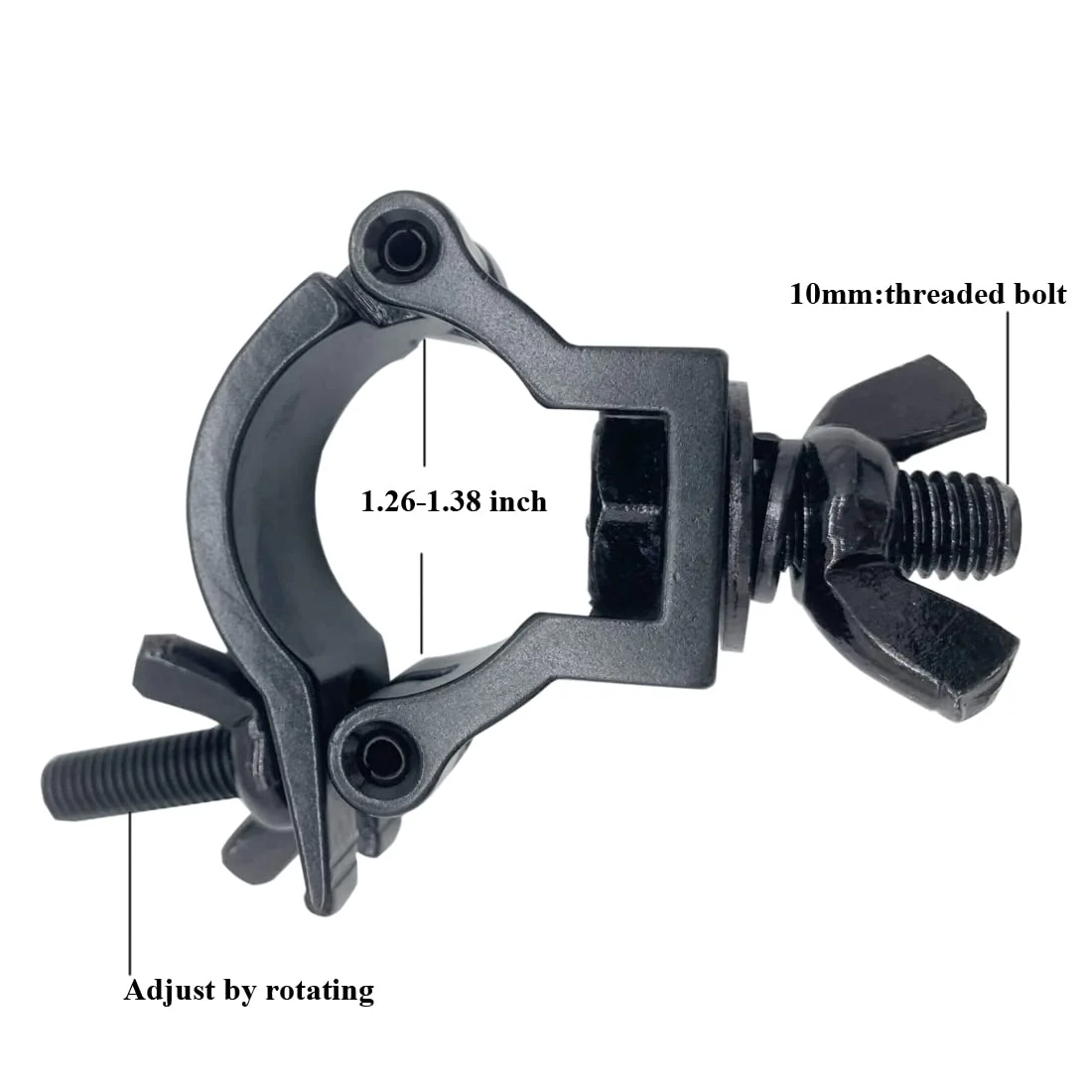 Quick O truss lighting clamp Fit 1.26-1.38" heavy duty aluminum alloy 165 LBs Hook Clamps for DJ lighting truss clamps (Black) (4PCS) - Image 2