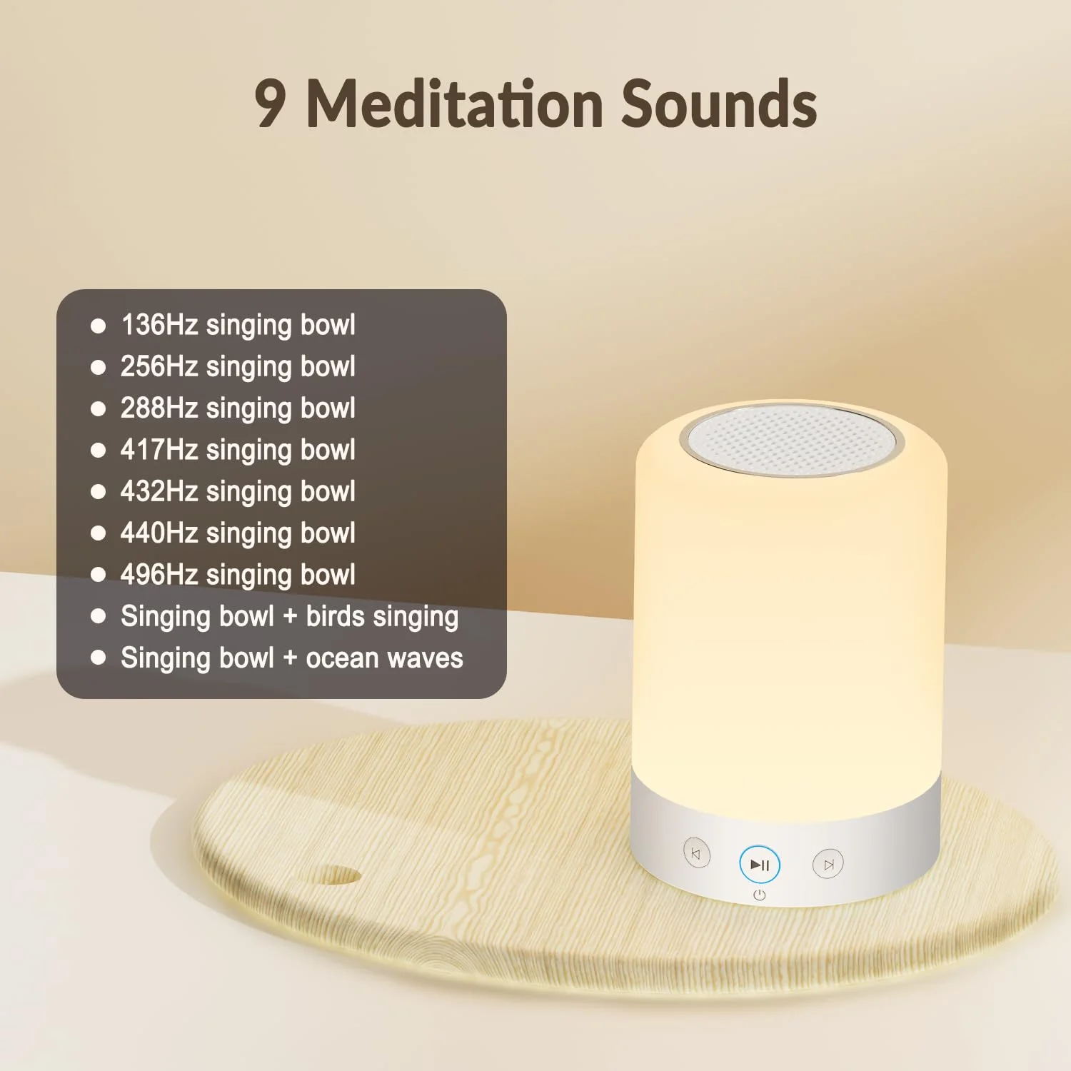 Quietbliss Tibetan Singing Bowl Machine – 9 Authentic Bowl Sounds with Adjustable Night Light for Meditation, Yoga, Chakra Healing, Stress Relief & Sleep Therapy, Timer, Portable & Touch Control - Image 2