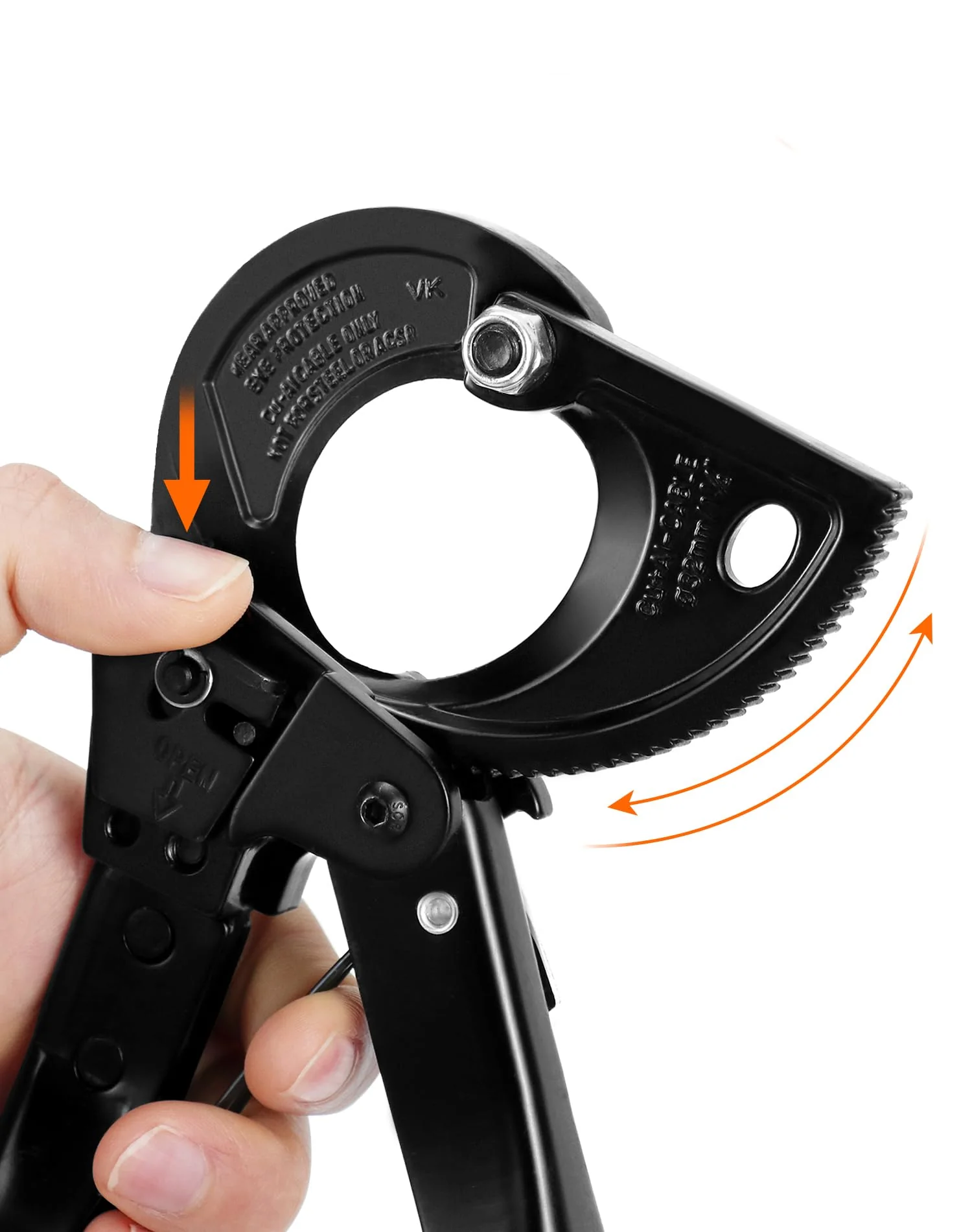 QWORK® Cable Cutter HS325A Heavy Duty Ratchet Cable Cutter for Aluminum Copper Cable up to 240mm² - Image 2