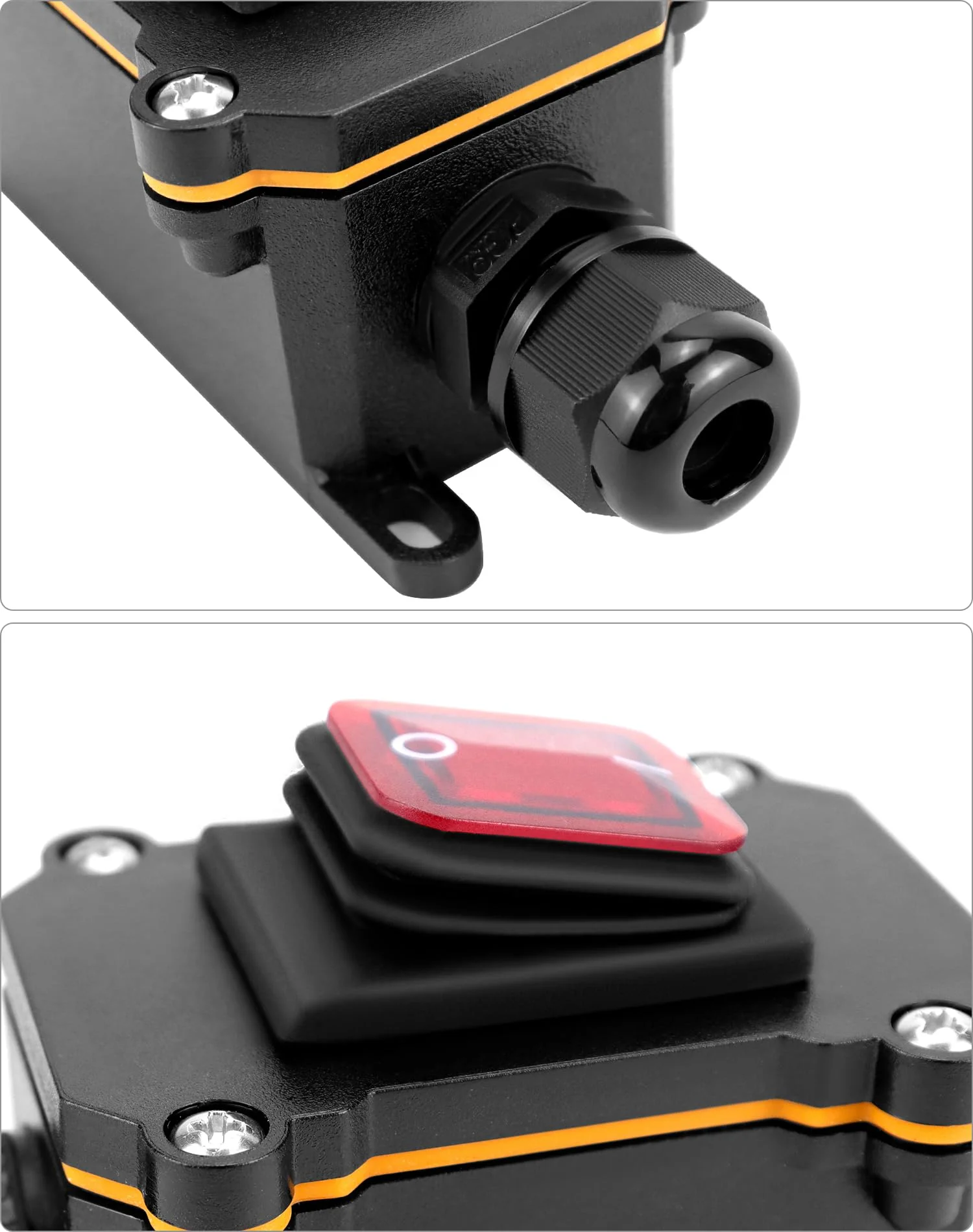 QWORK® IP65 Waterproof Inline Cable Switch with Red Indicator Light, 220V 30A, DPST Rocker Switch, Dual Position On/Off Rocker Switch - Image 5