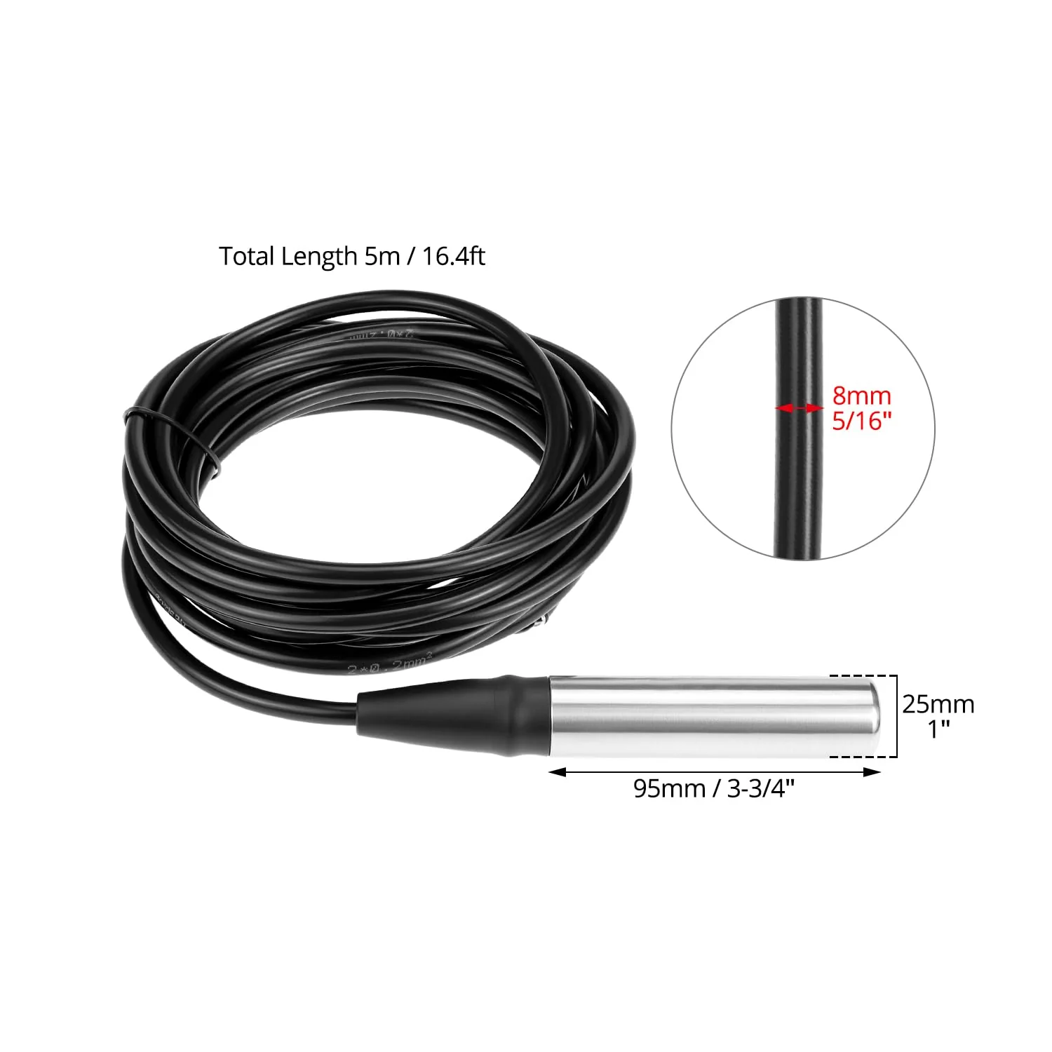 QWORK® Level Sensor DC 12-30V 4-20mA, Stainless Steel Water Level Sensor with 0-5 m Range, Level Indicator Water Tank, for Digital Display, Industrial Applications - Image 5