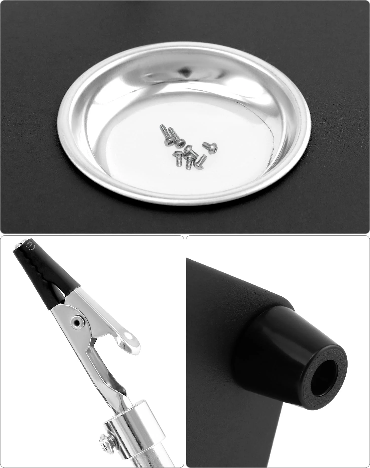 QWORK® Third Hand Soldering Station with 3 x Magnifying Glass and 4 Flexible Arms, Soldering Aid for Electronics, Jewellery, Crafts and More - Image 4