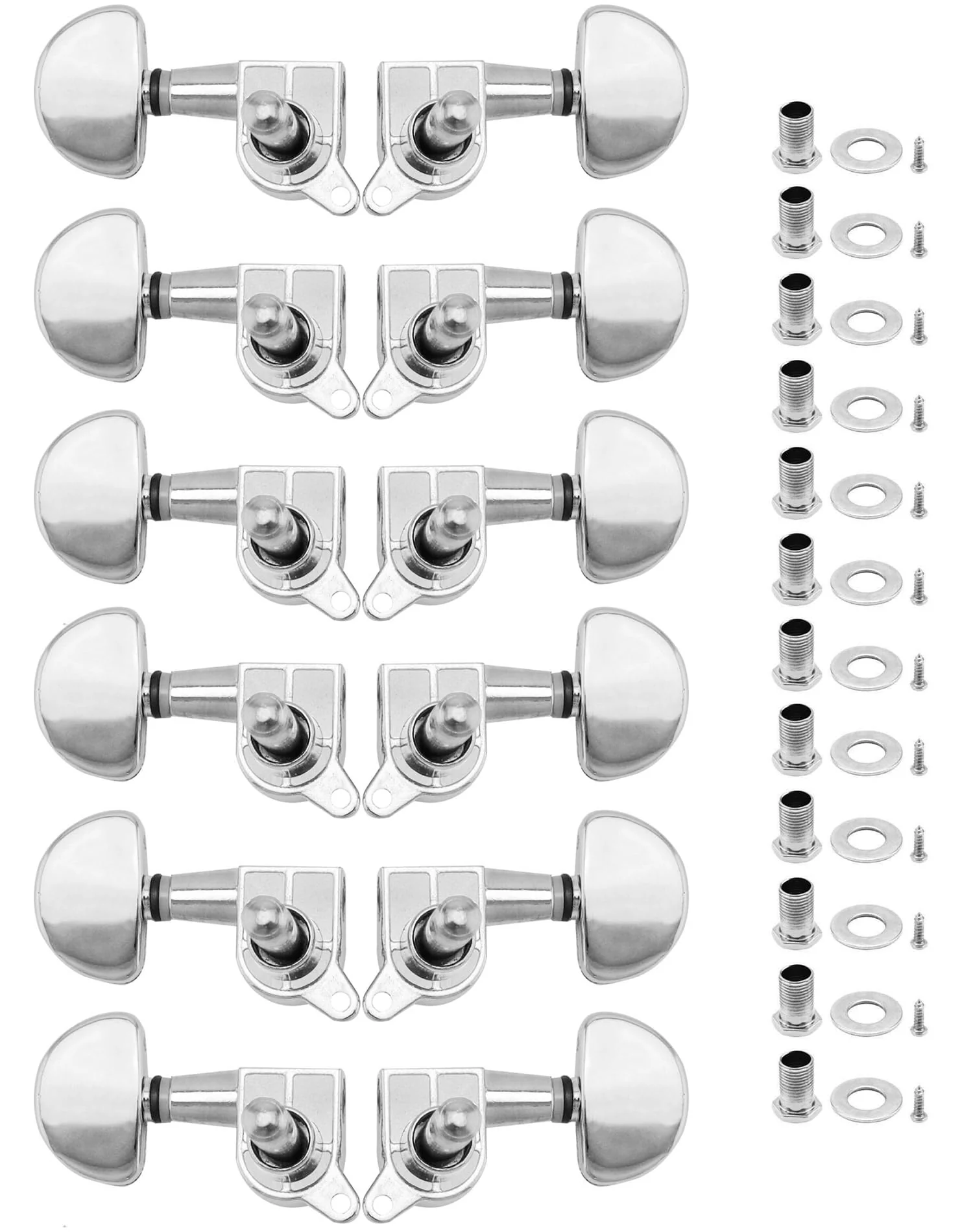 QWORK 3L3R Guitar Tuning Pegs, 12 PCS Knob Tuning Key, Guitar Machine Heads, for Electric or Acoustic Guitars, Electroplated Silver - Image 7