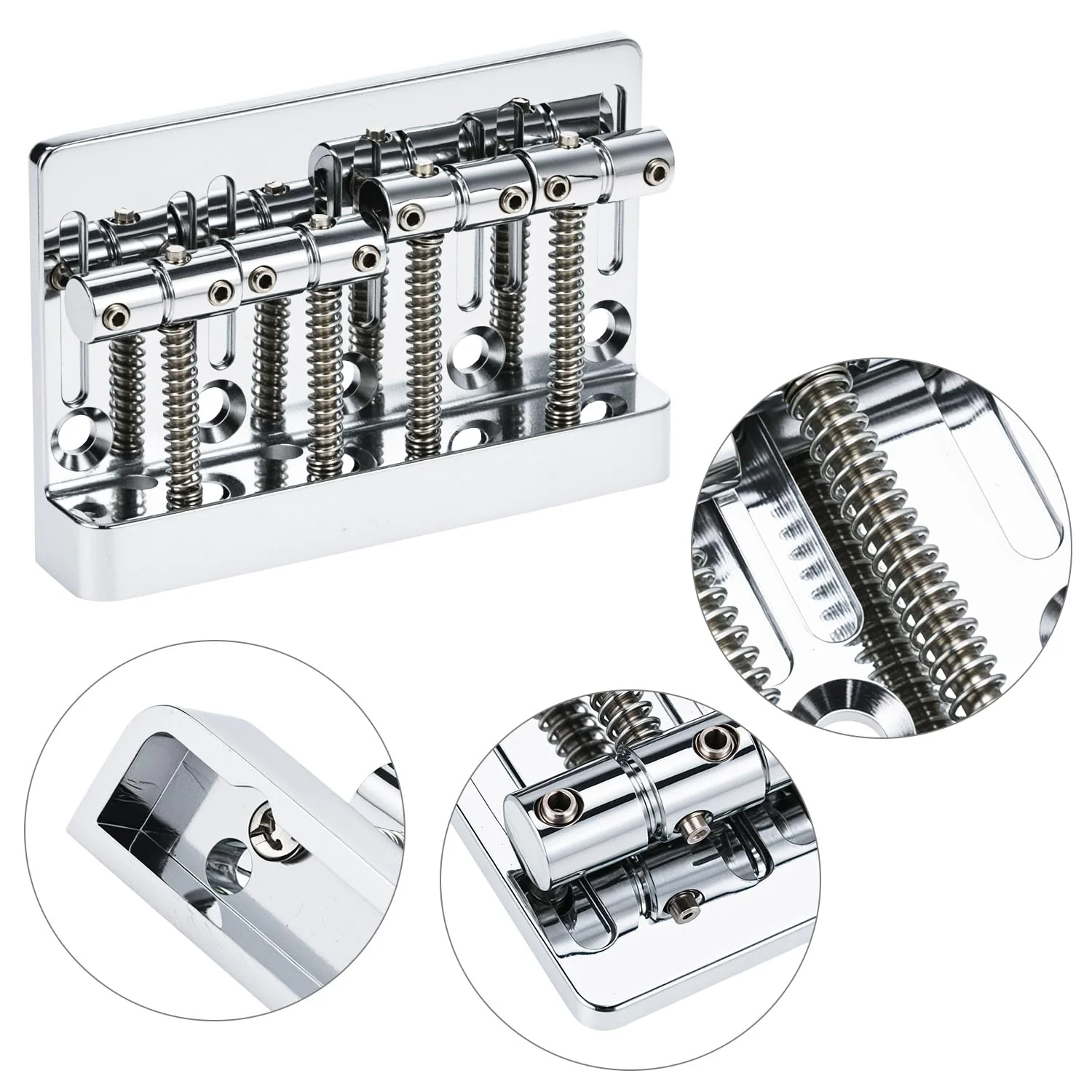 QWORK Bass Bridge Guitar Bridge for 4-String Bass - Compatible with Fender Precision & Jazz Basses, 19mm String Spacing, Adjustable Height & Intonation - Image 3