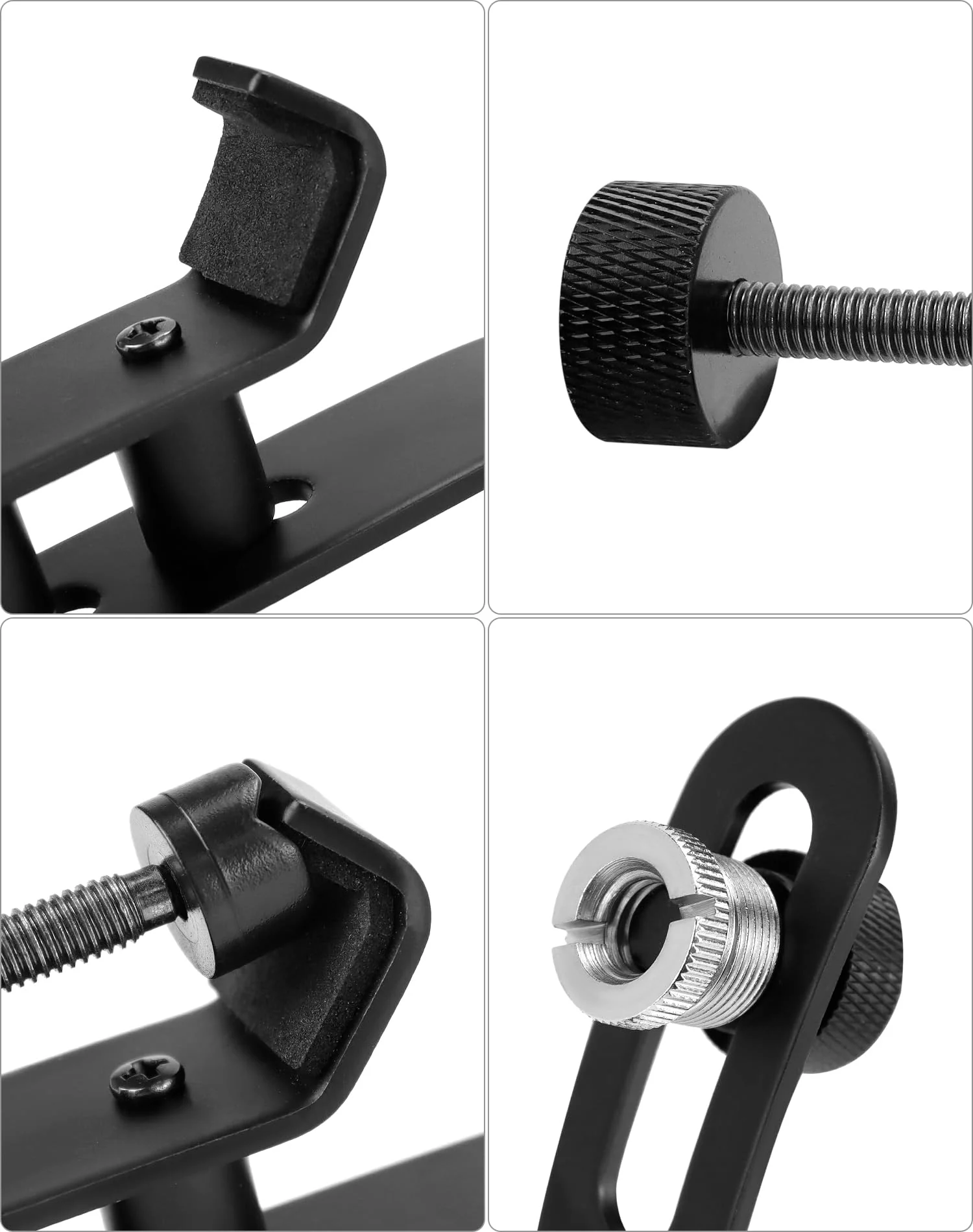 QWORK Drum Microphone Shockproof Clip, 3 Pcs Metal Mic Set Clamp, Adjustable C-Clamp Rim Mount, for 3/8"-16 and 5/8"-27 threaded stands - Image 5