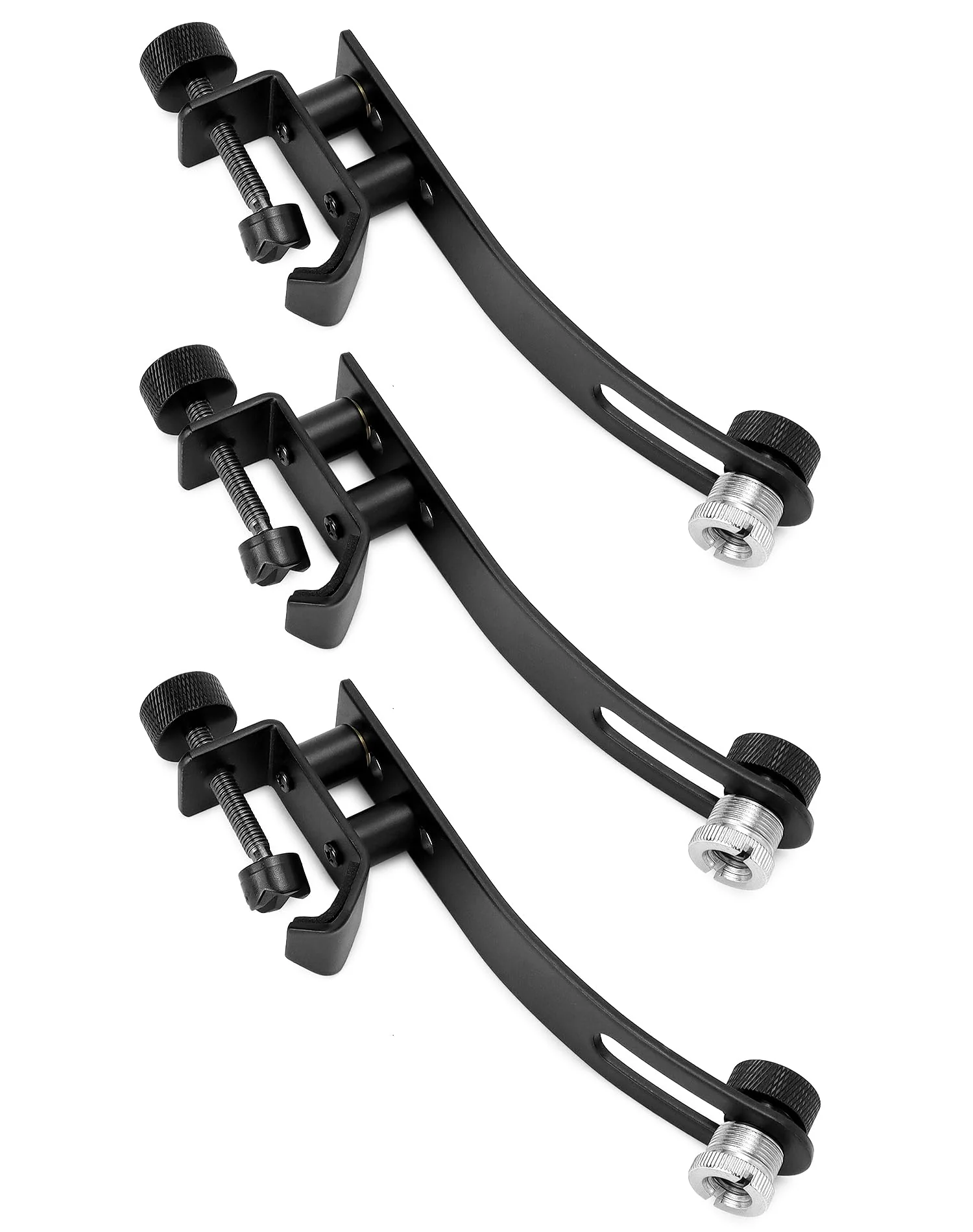 QWORK Drum Microphone Shockproof Clip, 3 Pcs Metal Mic Set Clamp, Adjustable C-Clamp Rim Mount, for 3/8"-16 and 5/8"-27 threaded stands - Image 8