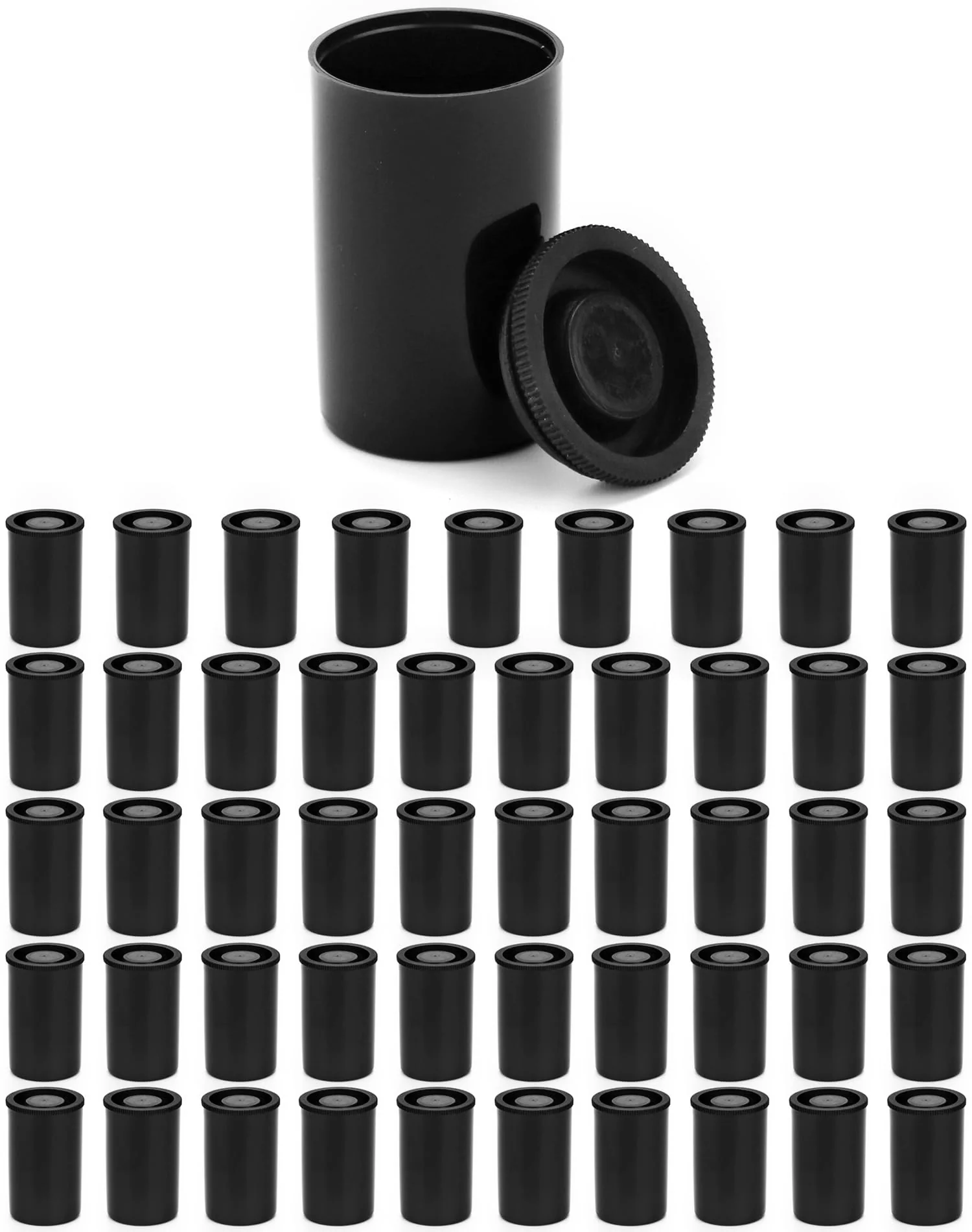 QWORK Film Canisters with Lids, 50 Pcs Plastic Camera Reel Containers 8 OZ, for Scientific Activity Small Accessories, Black - Image 7
