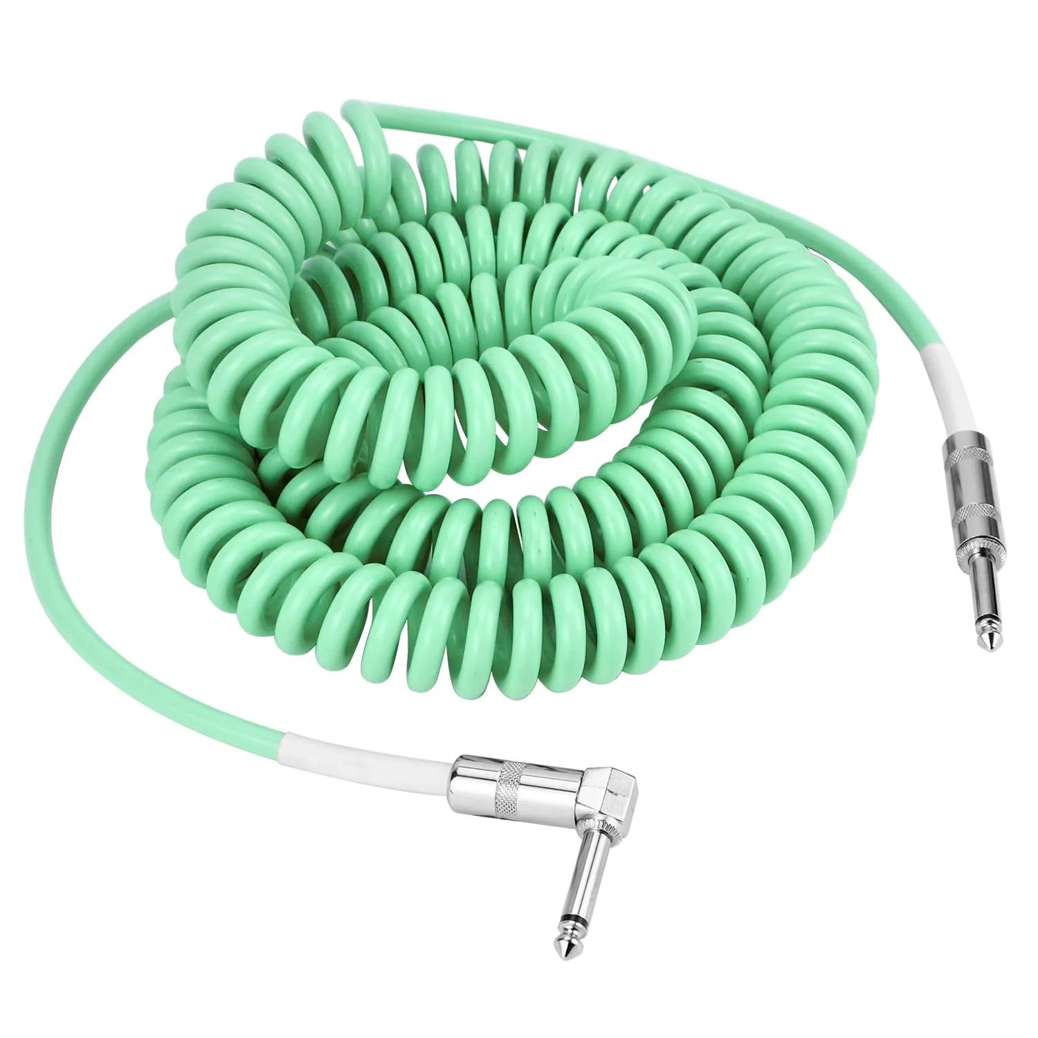QWORK Guitar Cable, 30ft Coiled Instrument Cable for Guitar/Bass, Green - Image 2