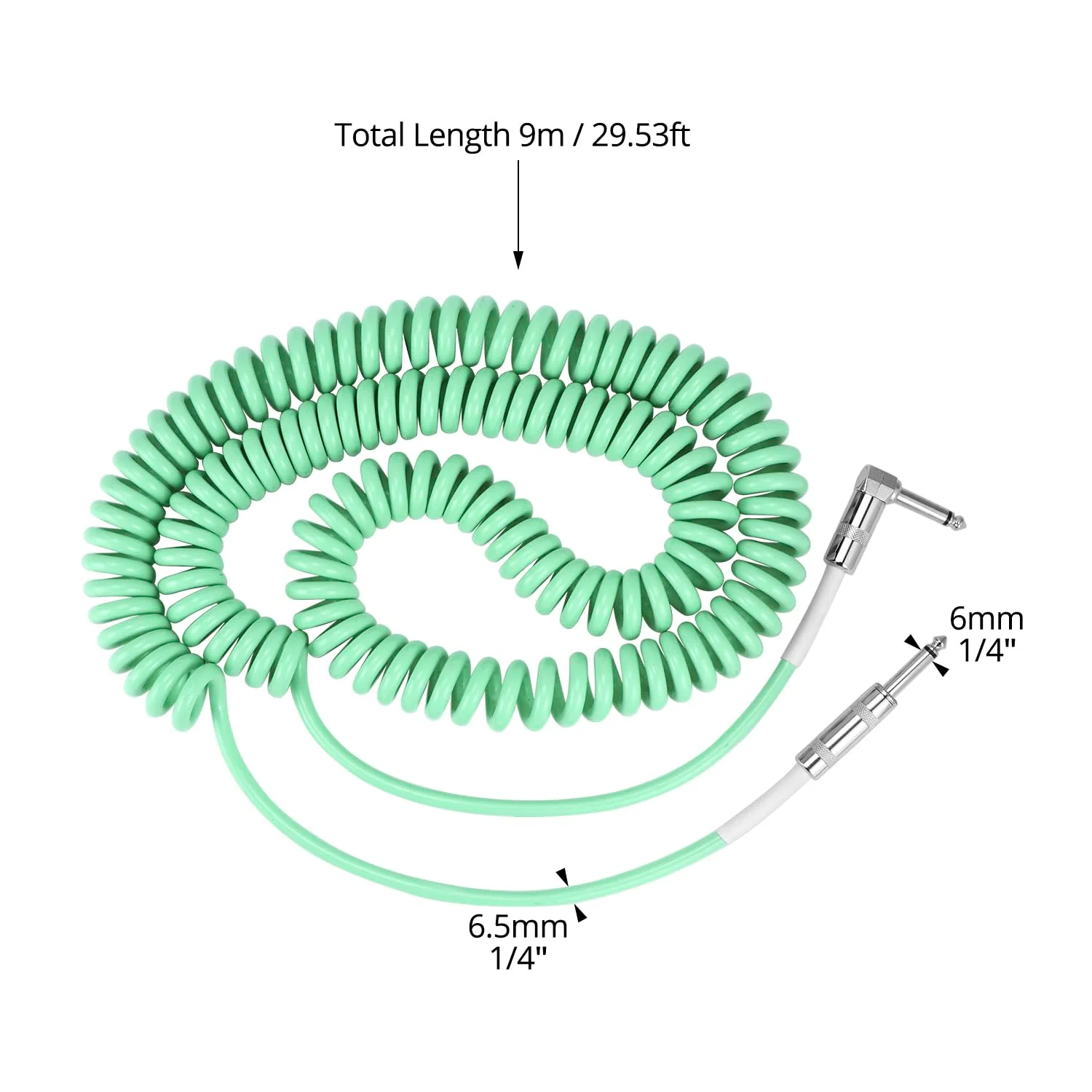 QWORK Guitar Cable, 30ft Coiled Instrument Cable for Guitar/Bass, Green - Image 6