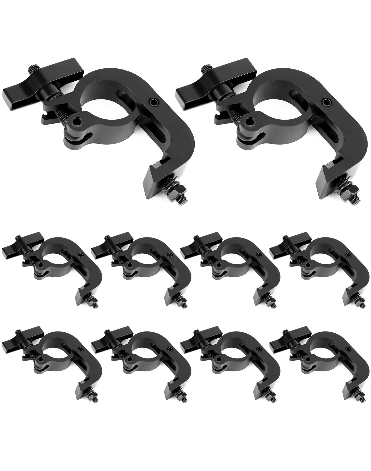 QWORK Heavy Duty Truss Clamp Stage Light Trigger Clamp, 10 Pack 330 lb. Aluminum Fixture, DJ Light Clips Fits 1.89-2.0 in. Trusses, for Par Light Moving Head Beam Stage Light, Black - Image 7