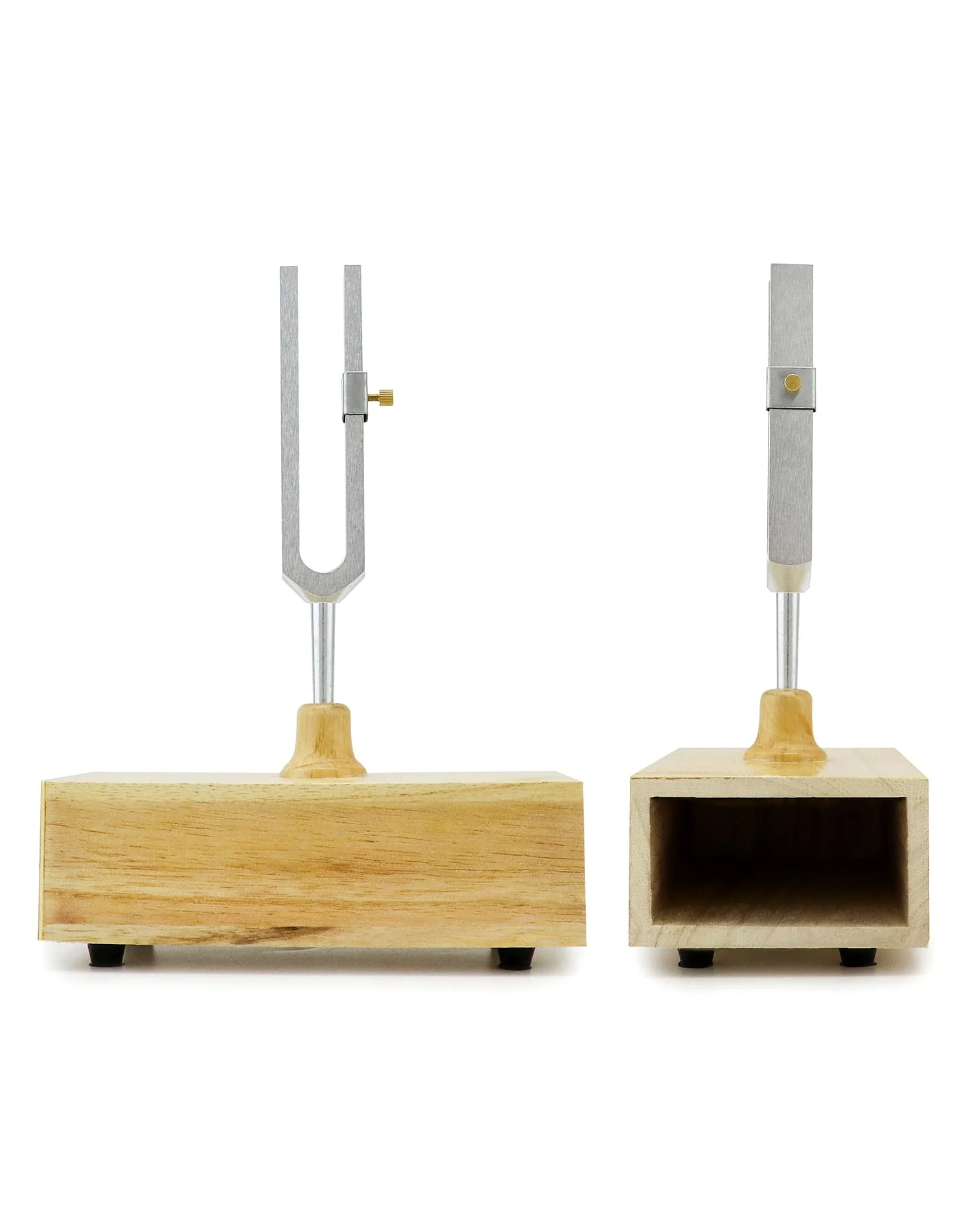 QWORK Tuning Fork 440HZ Virbration, Steel Singing Tone Tuning Set with Silicone Hammer and Wooden Voice Box for Sound Therapy, Yoga, Meditation and Relaxation, Healing Chakra, 2 Pack - Image 4