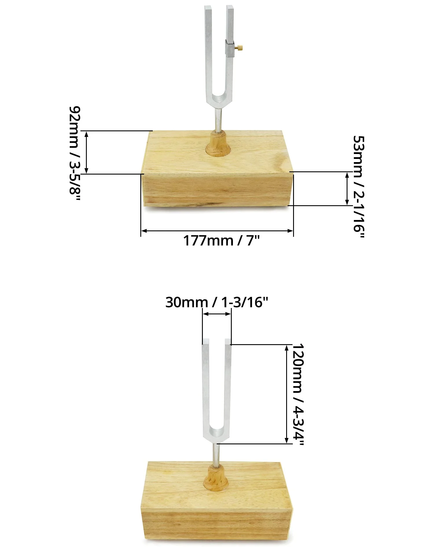 QWORK Tuning Fork 440HZ Virbration, Steel Singing Tone Tuning Set with Silicone Hammer and Wooden Voice Box for Sound Therapy, Yoga, Meditation and Relaxation, Healing Chakra, 2 Pack - Image 6