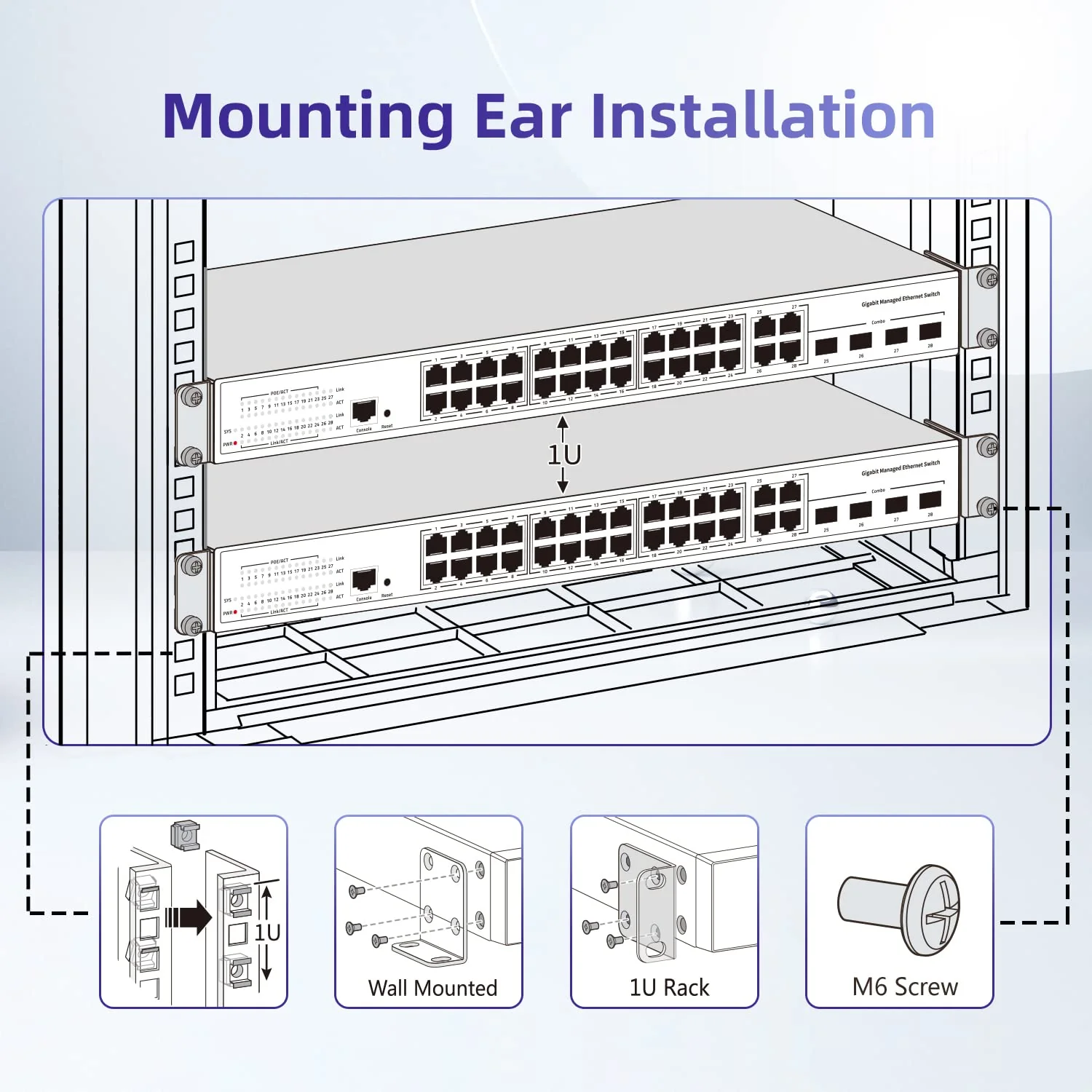Rack Mount Kit Universal 1U Rack Ears with Adjustable Holes Distance, Compatible for Most Cisco, NETGEAR,Dell, D-Link, Linksys, TRENDnet and Buffalo Tech Switches Medium - Image 5