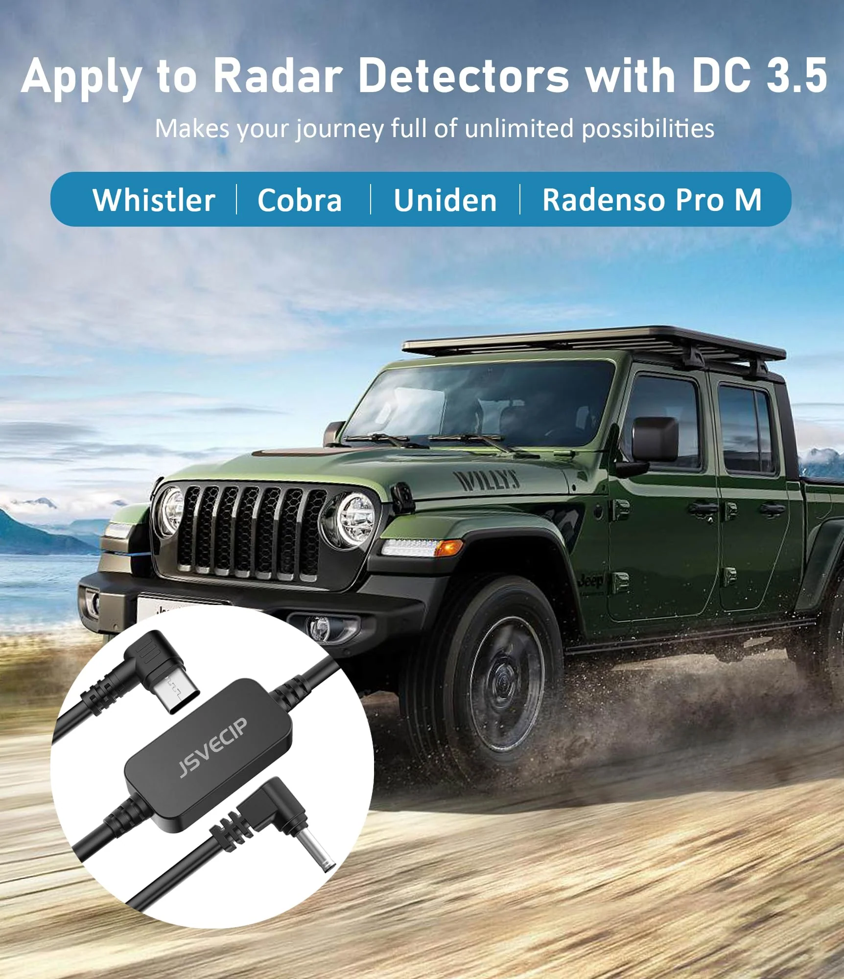 Radar Detector Cable,USB C to DC3.5 Plug Cable,Replacement Power Cable for Radar Detectors,for Cobra Whistler Escort Valentine One Uniden Beltronics Radar Detectors (DC3.5-6.56FT) DC3.5-6.56FT - Image 7