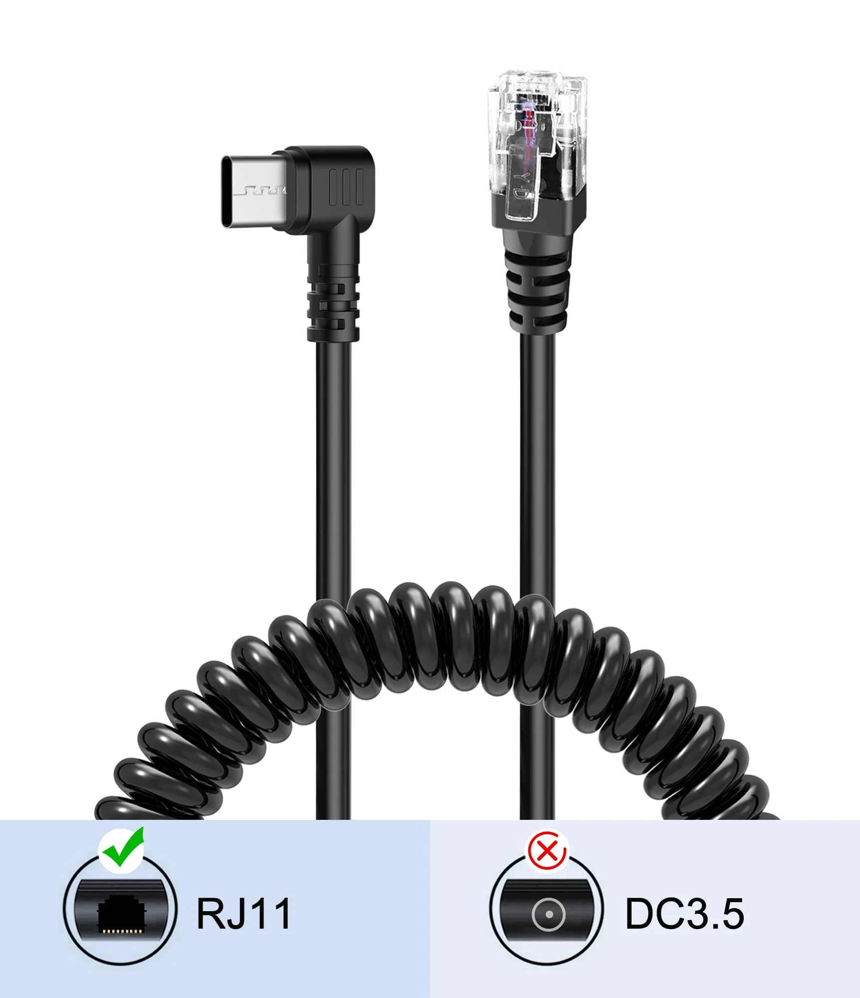 Radar Detector Cable,USB C to RJ11 Plug Cable,Replacement Power Cable for Radar Detectors,Compatible with Unide R3/7/1,Escort 360 Passport 9500i/7500S/8500/7500 etc Radar Detectors(RJ11-6.56FT) RJ11-6.56FT - Image 5