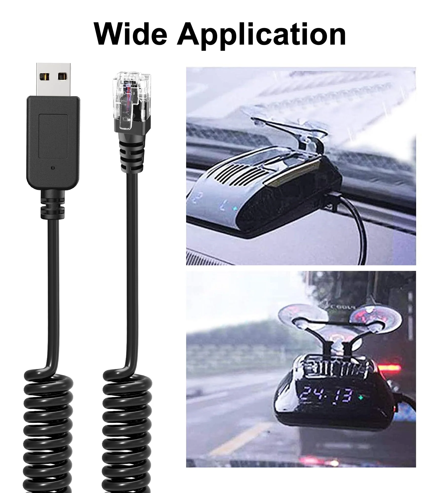 Radar Detector Cable,USB C to RJ11 Plug Cable,Replacement Power Cable for Radar Detectors,Compatible with Unide R3/7/1,Escort 360 Passport 9500i/7500S/8500/7500 etc Radar Detectors(RJ11-6.56FT) RJ11-6.56FT - Image 6