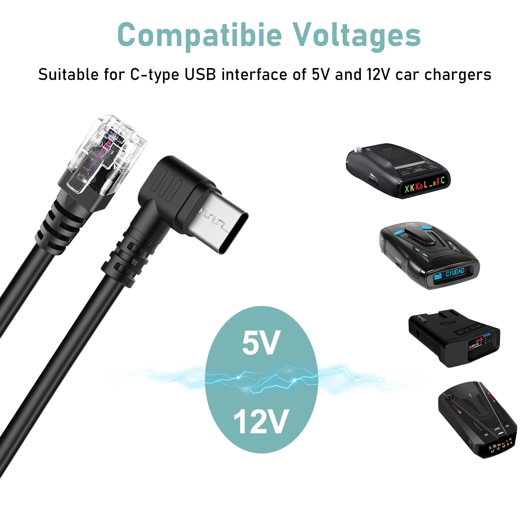 Radar Detector Cable,USB-C to RJ11 Plug Cable,use for Uniden R1 R3 R7 Beltronics Cobra Whistler Escort MAX360 Passport 9500i Radenso XP etc Replacement Radar Detector Cable 3.3ft RJ11-3.3FT - Image 4