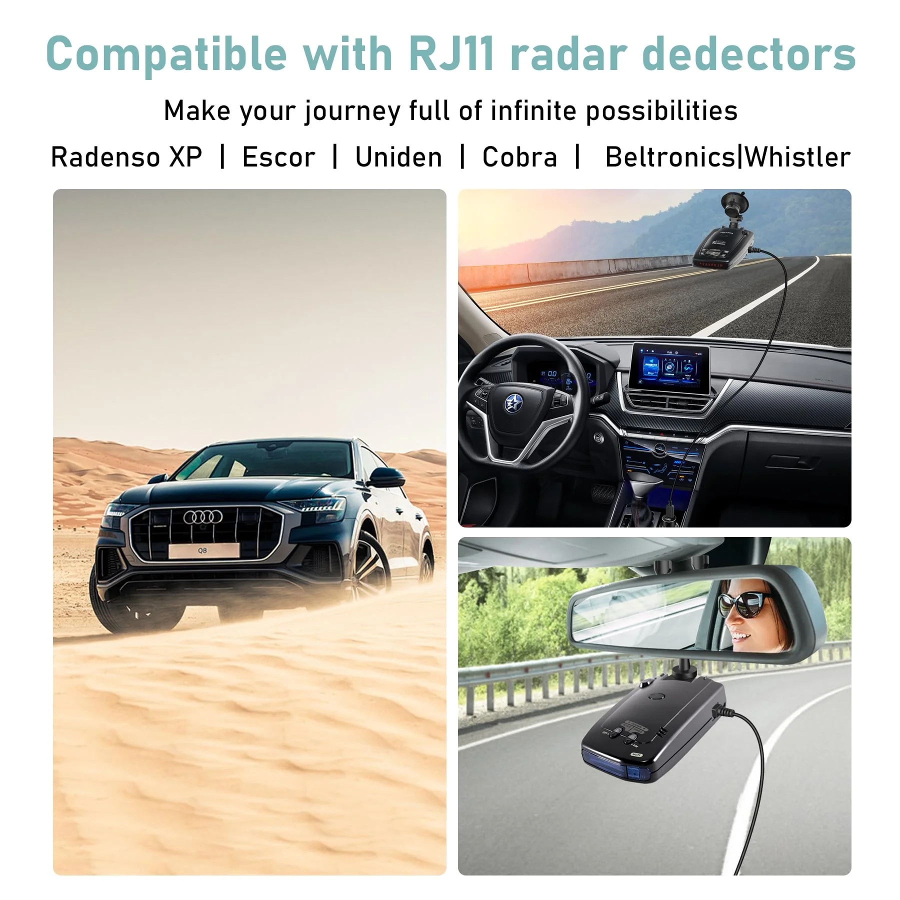 Radar Detector Cable,USB-C to RJ11 Plug Cable,use for Uniden R1 R3 R7 Beltronics Cobra Whistler Escort MAX360 Passport 9500i Radenso XP etc Replacement Radar Detector Cable 6.56ft RJ11-6.56FT - Image 6