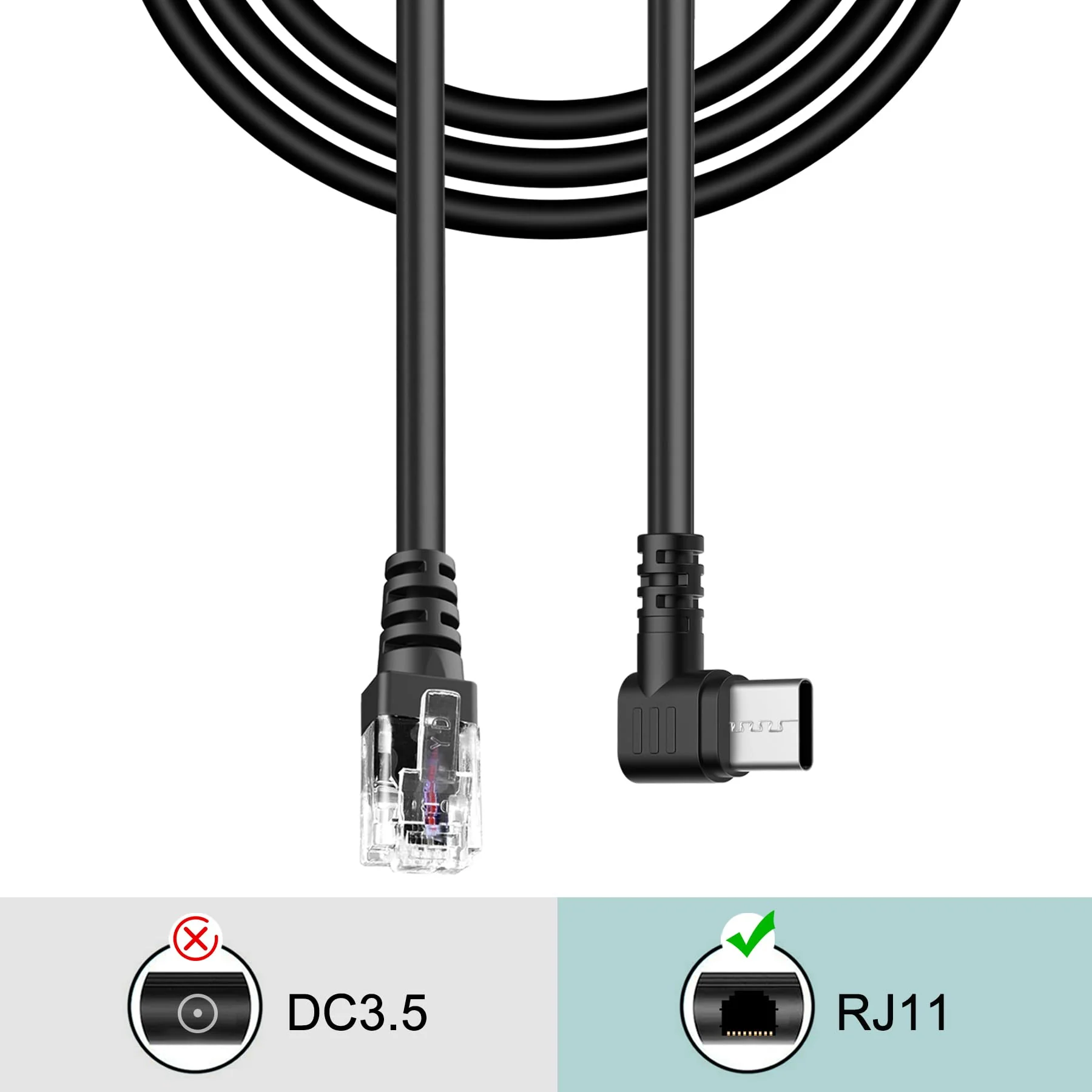Radar Detector Cable,USB-C to RJ11 Plug Cable,use for Uniden R1 R3 R7 Beltronics Cobra Whistler Escort MAX360 Passport 9500i Radenso XP etc Replacement Radar Detector Cable 9.84ft RJ11-9.84FT - Image 5