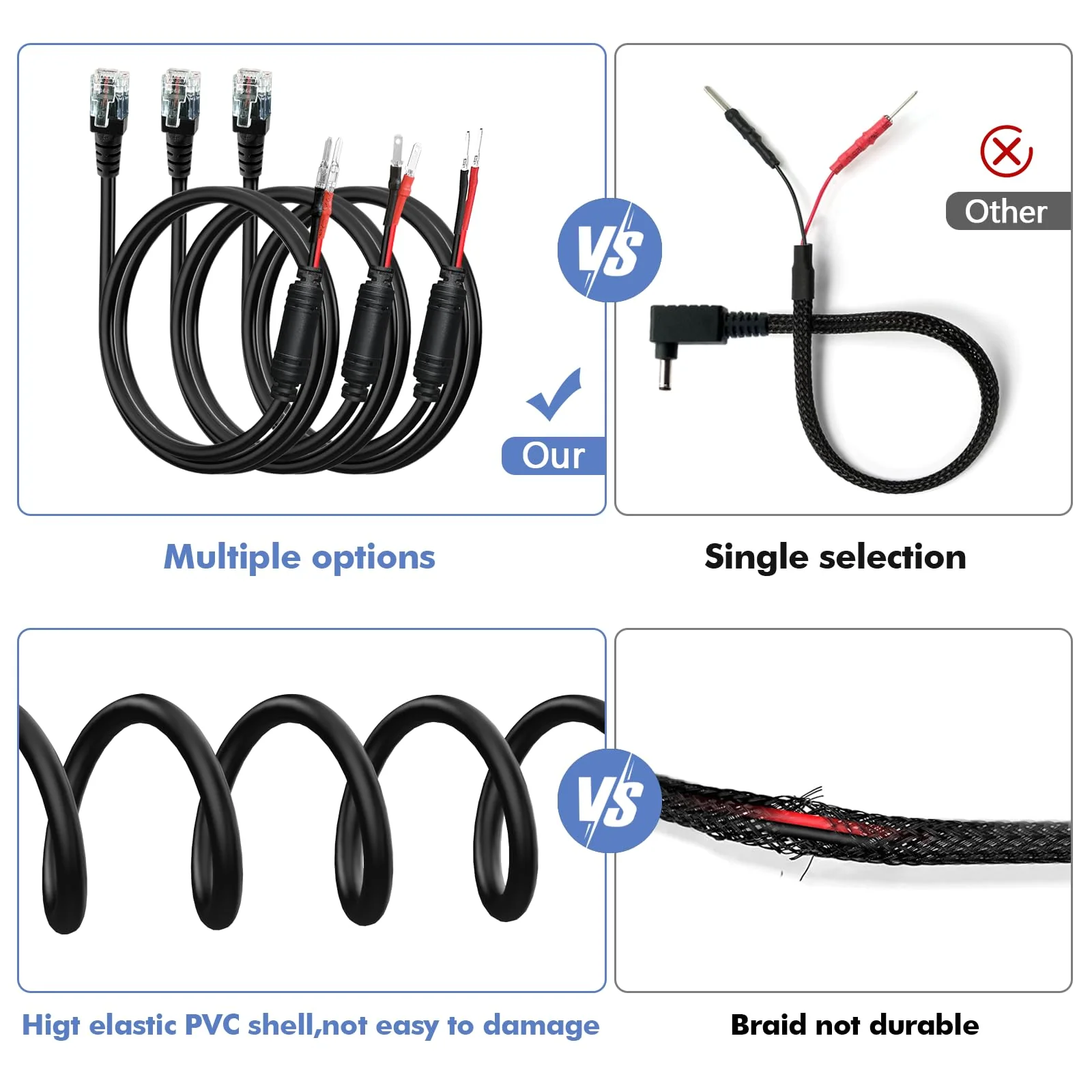 Radar Detector Hardwire Power Cord, Rearview Mirror Plug Cable, with Inline Fuse Holder,Suitable for Escort Beltronics Valentine One Cobra Whistler Radar Detector,3-Piece Set,17.7'' (RJ11) RJ11-17.7in - Image 5