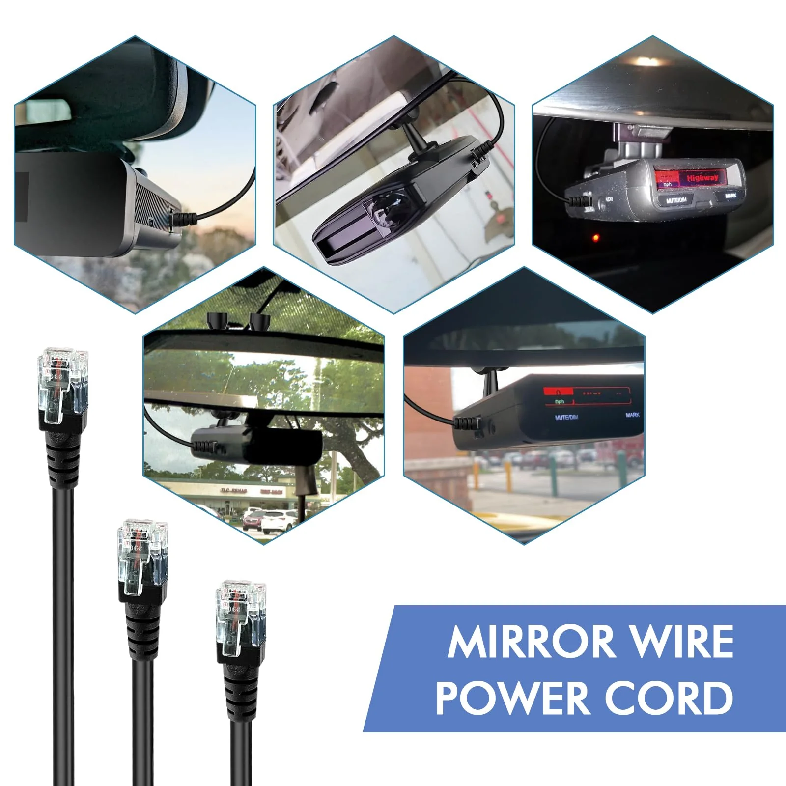 Radar Detector Hardwire Power Cord, Rearview Mirror Plug Cable, with Inline Fuse Holder,Suitable for Escort Beltronics Valentine One Cobra Whistler Radar Detector,3-Piece Set,9.8'' (DC3.5) RJ11-9.8in - Image 4