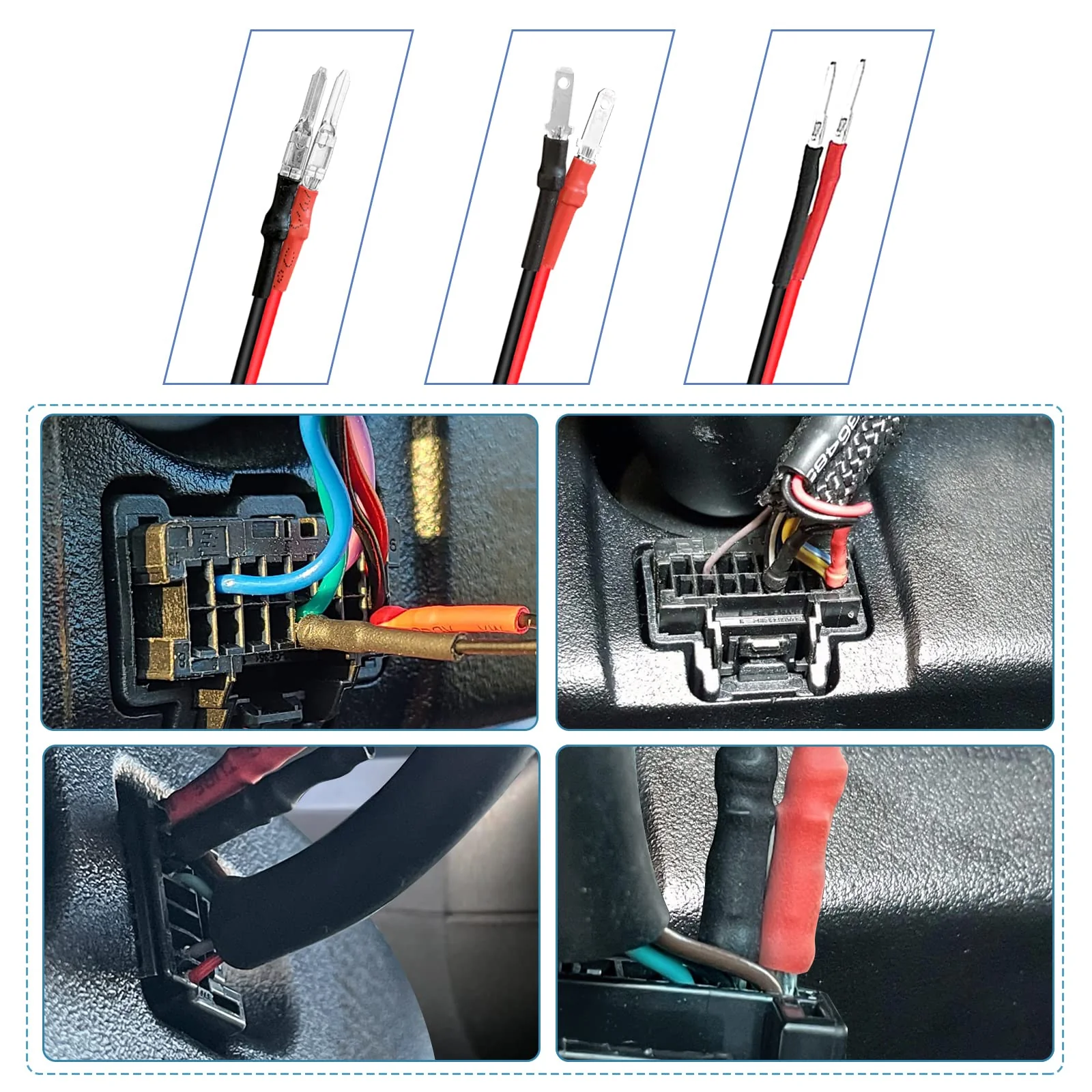Radar Detector Hardwire Power Cord, Rearview Mirror Plug Cable, with Inline Fuse Holder,Suitable for Uniden Escort Beltronics Valentine One Cobra Whistler Radar Detector,3-Piece Set,17.7'' (DC3.5) DC3.5-17.7in - Image 3