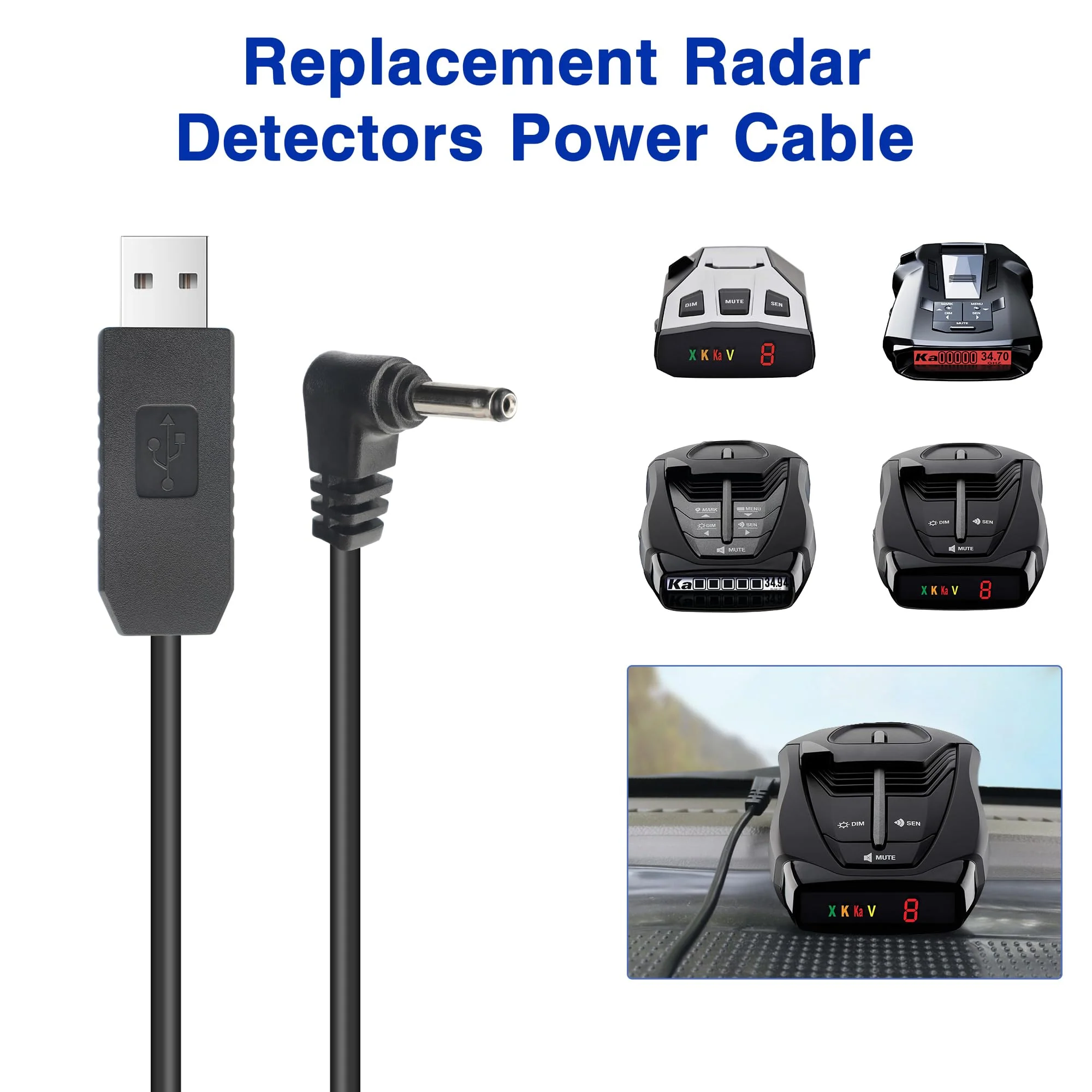 Radar Detector Power Cable for Cobra RAD350 380 450 480i 700i XRS9370 955 5300 9940 SPX 5300 5521 7700 ESR700 ESD737 767 SLR Vendetta 500,Power Cord for Cobra,Car Replacement Charging Cable 6.56ft DC3.5-6.56FT - Image 2