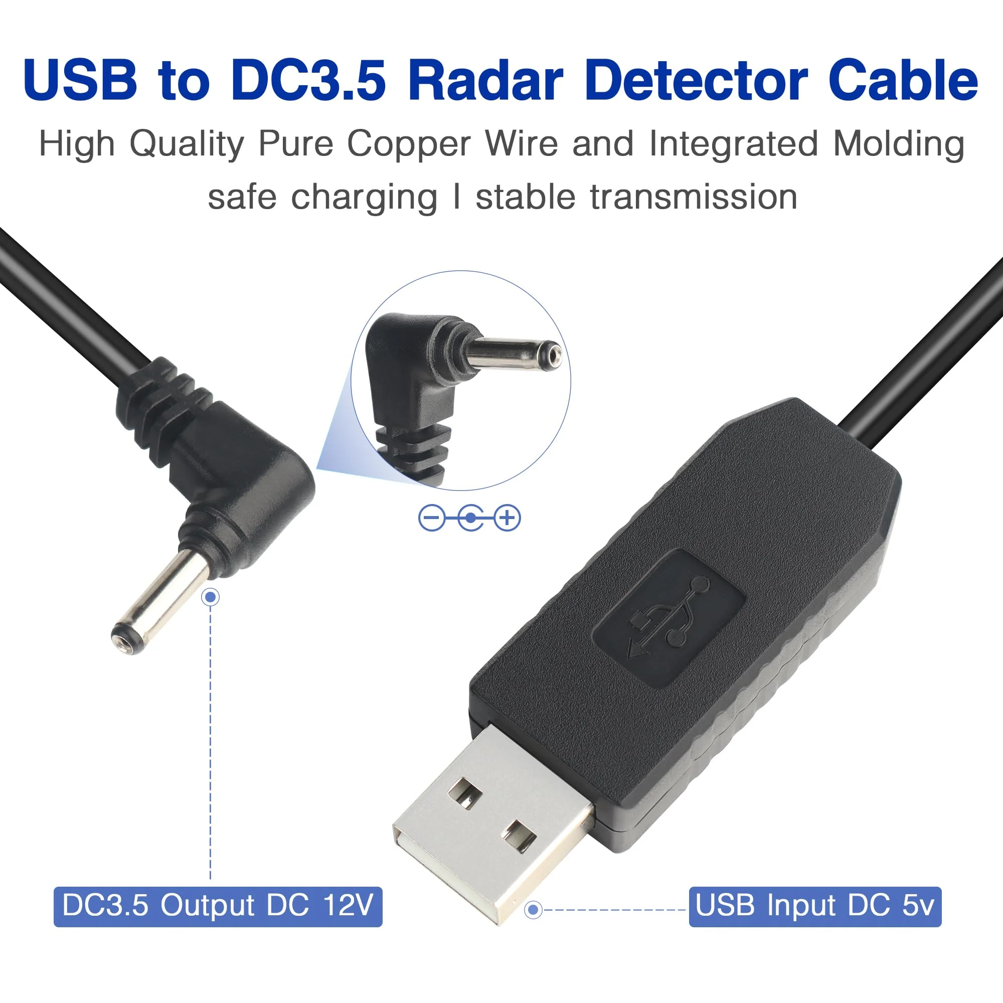 Radar Detector Power Cable for Cobra RAD350 380 450 480i 700i XRS9370 955 5300 9940 SPX 5300 5521 7700 ESR700 ESD737 767 SLR Vendetta 500,Power Cord for Cobra,Car Replacement Charging Cable 6.56ft DC3.5-6.56FT - Image 4