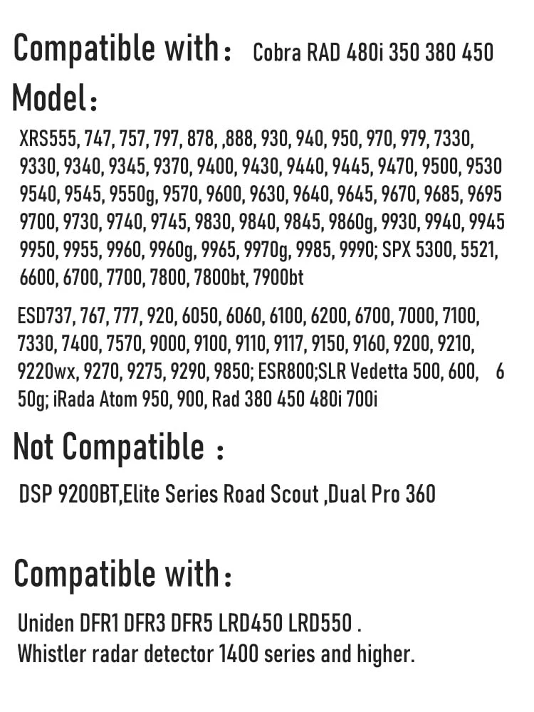 Radar Detector Power Cord Compatible with Cobra RAD 480i 350 380 450 Uniden DFR1 DFR3 DFR5 Whistler etc Radar Detector （7FT） - Image 4
