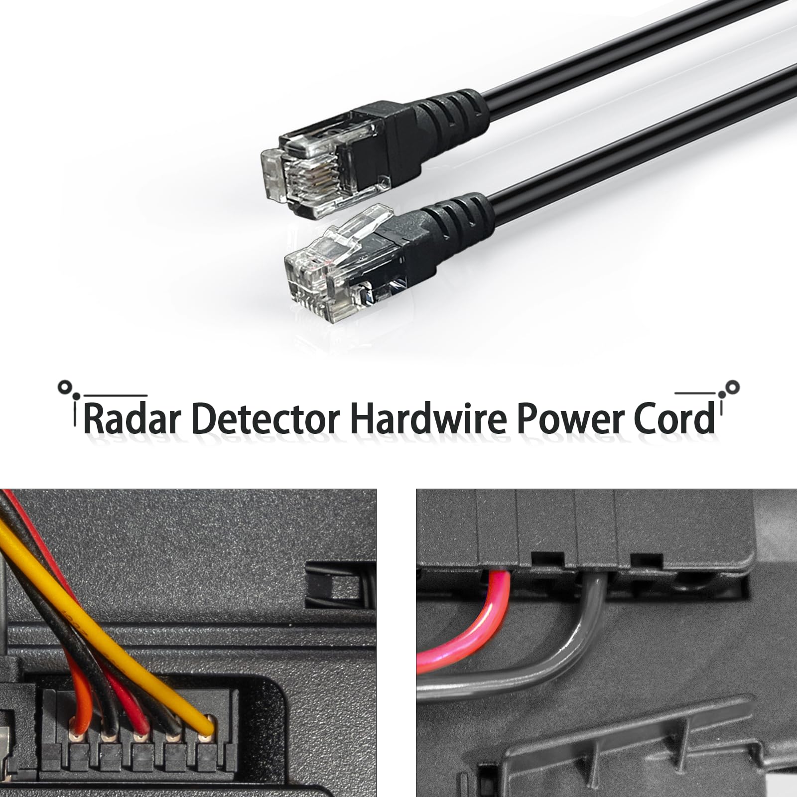 Radar Detector Power Cord Mirror Plug Wire Compatible with Uniden Escort Valentine One Cobra Whistler,with Inline Fuse Holder,Rearview Mirror Plug Elastic Cable.(RJ11-Set of 3) RJ11 - Image 6