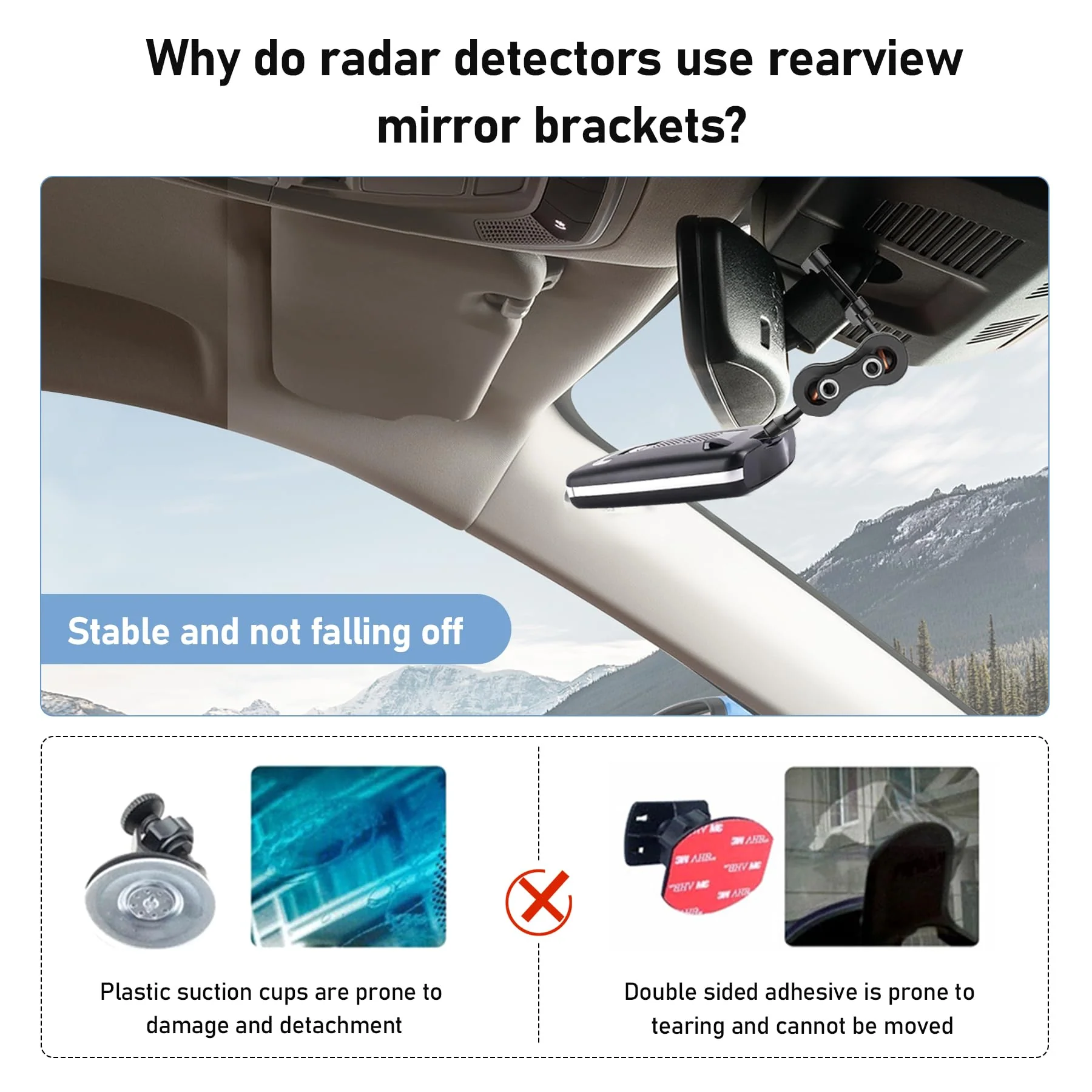 Radar Mount Mirror Mount Bracket for Escort MAX,MAX2,Older(2015-2019) MAX 360 Radar Detector（Not for 2020 Max360 or MAX360C） - Image 3