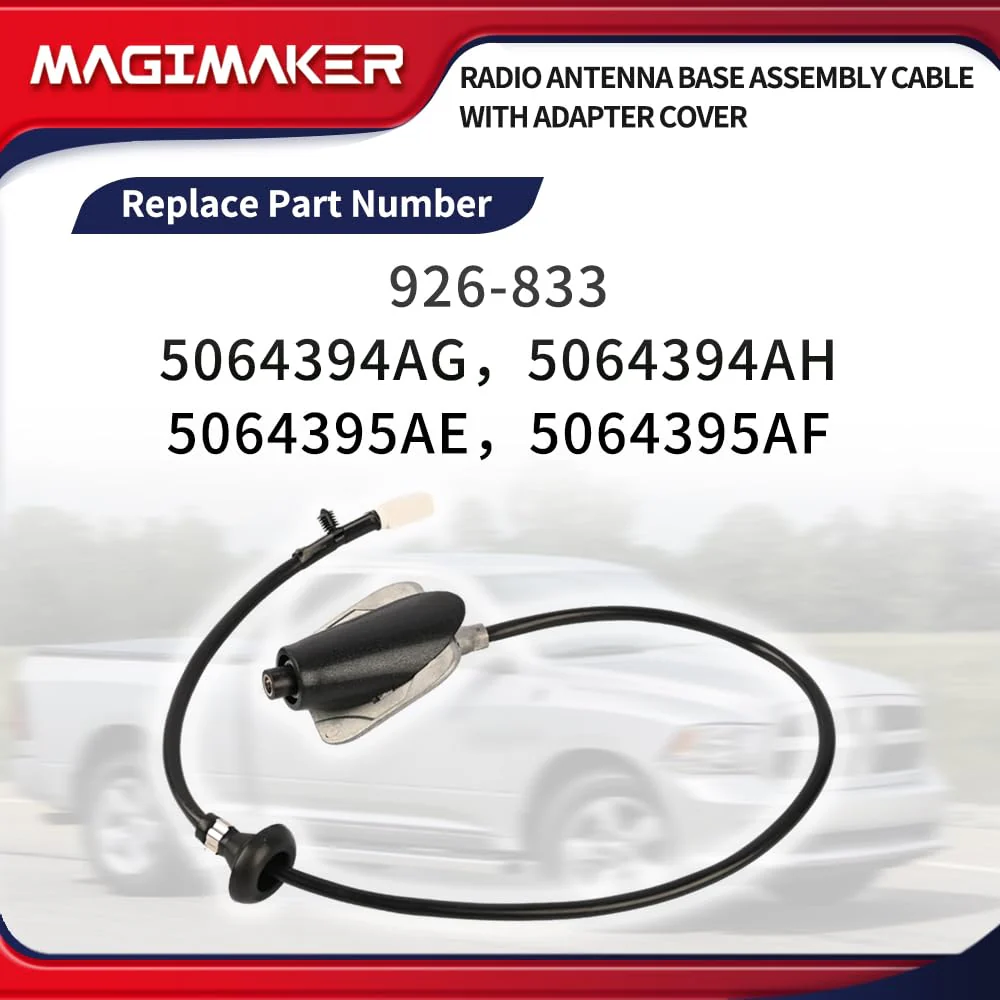 Radio Antenna Base Assembly Cable with Adapter Cover 5064394AH Compatible with Dodge Ram 1500 2500 3500 4500 5500 2009-2021 Replace ‎5064394AG 5064395AE Tube Antenna Base Mast Kit - Image 3