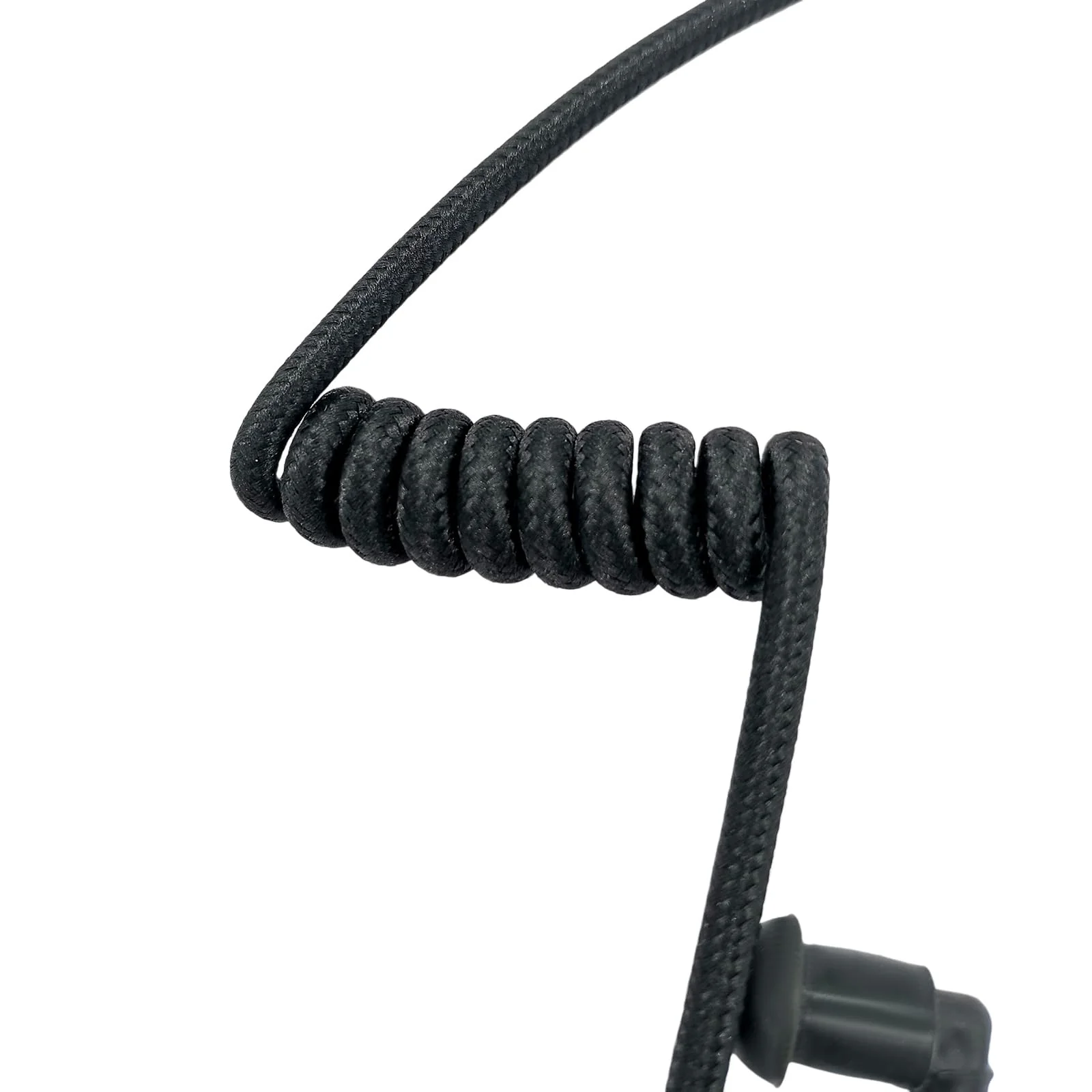Radio Earpiece Accessories Braided Acoustic Coil Tube Kinitted Fabric Nylon Moisture-Resistant Replacement with Ear Piece Tips (Black) Black - Image 2