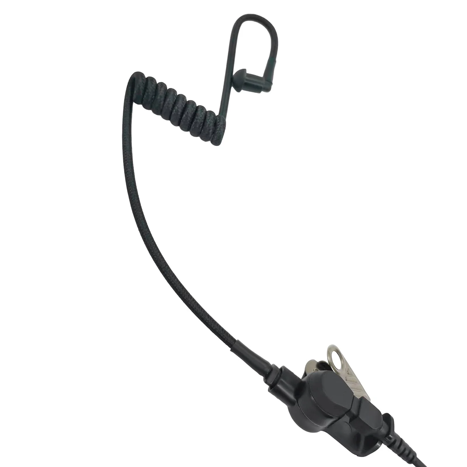 Radio Earpiece Accessories Braided Acoustic Coil Tube Kinitted Fabric Nylon Moisture-Resistant Replacement with Ear Piece Tips (Black) Black - Image 3
