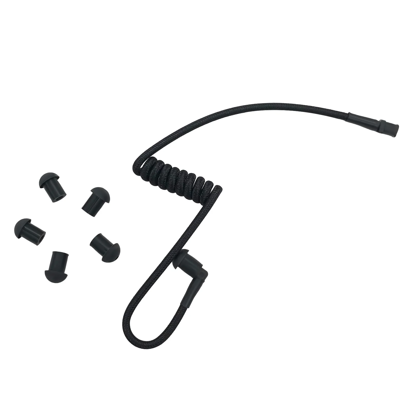 Radio Earpiece Accessories Braided Acoustic Coil Tube Kinitted Fabric Nylon Moisture-Resistant Replacement with Ear Piece Tips (Black) Black - Image 4