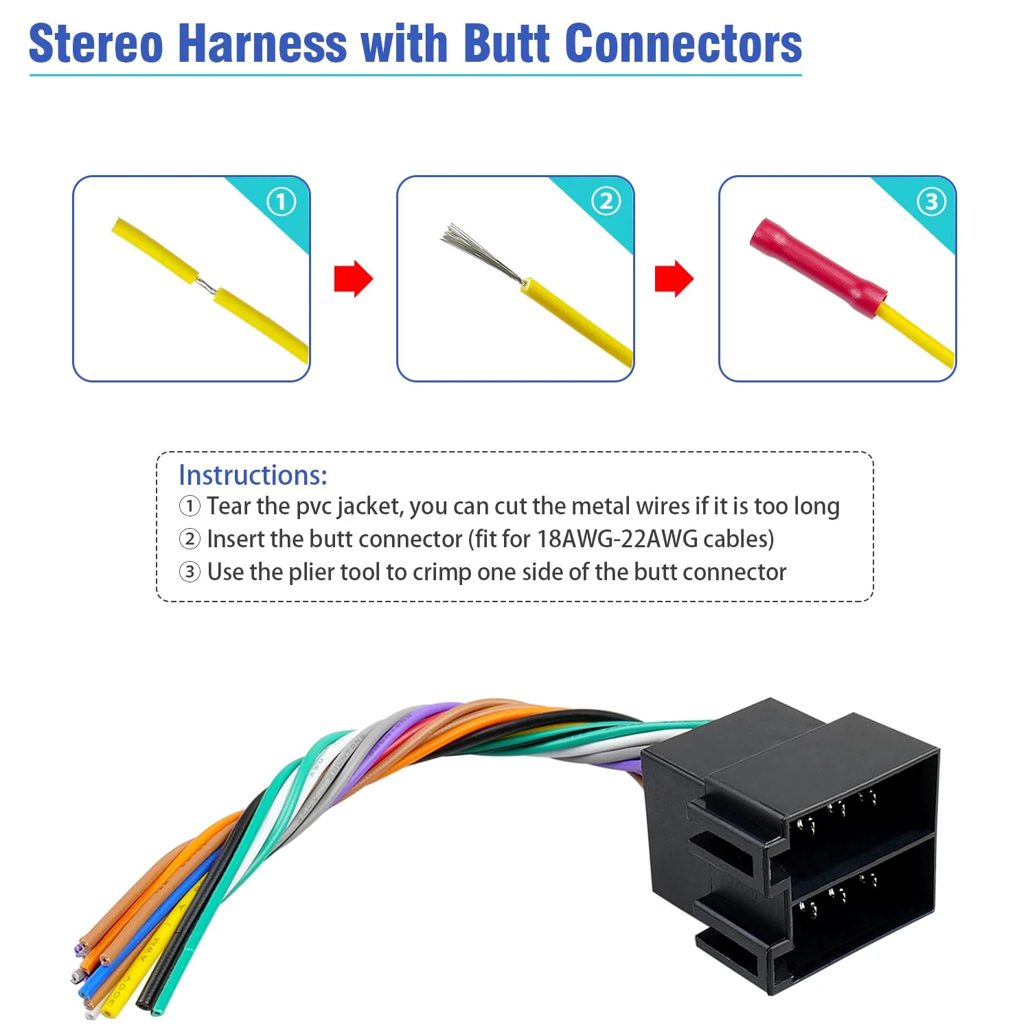 Radio Wiring Harness 16Pin Compatible with Volkswagen Beetle Golf Passat Jetta Mercedes-Benz Sprinter, Car Stereo Wiring Harness Fit for Audi A4 A6 A8 Adapter - Image 4