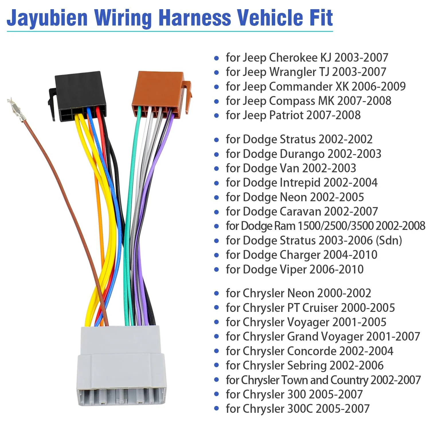 Radio Wiring Harness Adapter Compatible with Dodge Ram Caravan Charger Jeep Wrangler Commander Chrysler Voyager Sebring 22Pin Car Stereo Wire Connector - Image 2