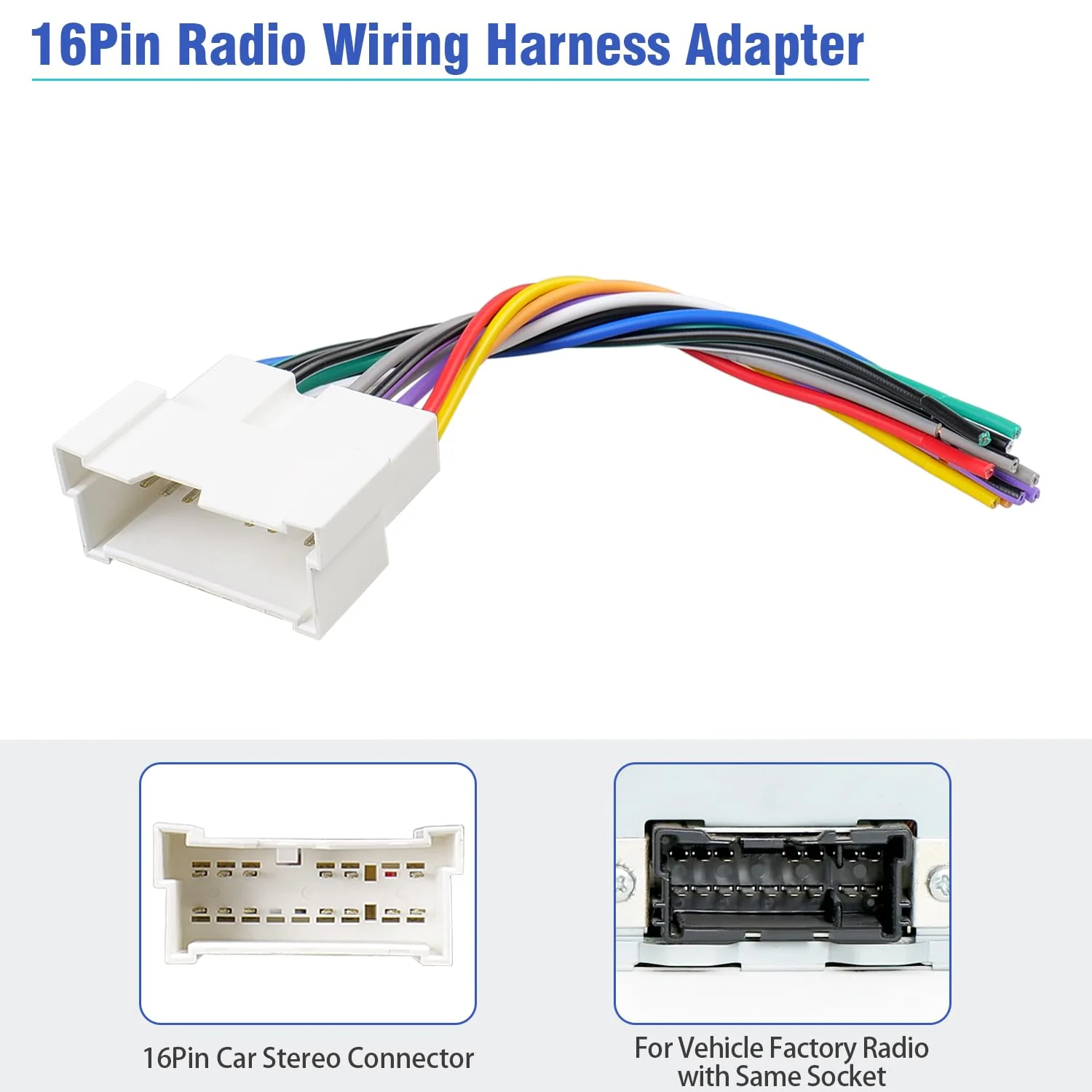Radio Wiring Harness Connector Compatible with Hyundai Elantra Sonata Accent Tucson Kia 02-06, 16Pin Car Stereo Wire Harness Adapter Cable Plug - Image 3