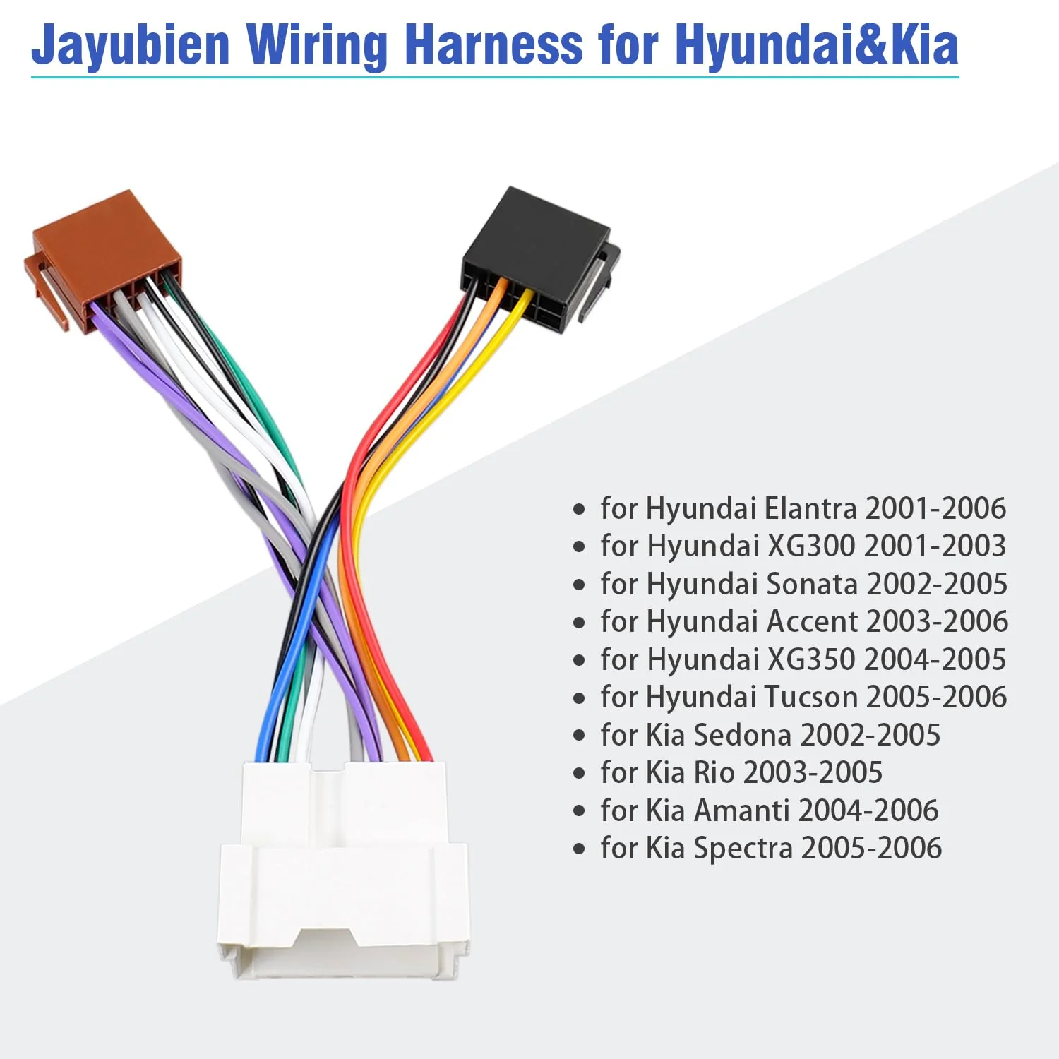 Radio Wiring Harness for Hyundai Stereo Connector, 16Pin Car Radio Wire Harness Adapter Compatible with Elantra Sonata Accent Tucson Kia Rio Sedona Spectra - Image 2