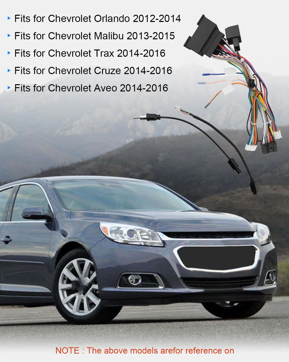 Radio Wiring Harness Kit 44 Pin Fit for Chevrolet Orlando 2012-2014,for Malibu 2013-2015,for Trax Cruze Aveo 2014-2016, 16Pin Stereo Connector with Facotry USB Adapter Antenna Cable - Image 3