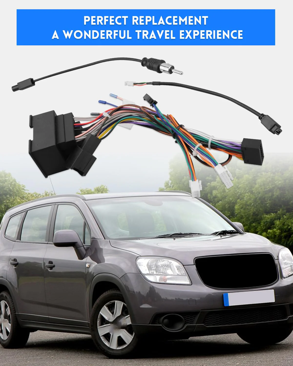 Radio Wiring Harness Kit 44 Pin Fit for Chevrolet Orlando 2012-2014,for Malibu 2013-2015,for Trax Cruze Aveo 2014-2016, 16Pin Stereo Connector with Facotry USB Adapter Antenna Cable - Image 6