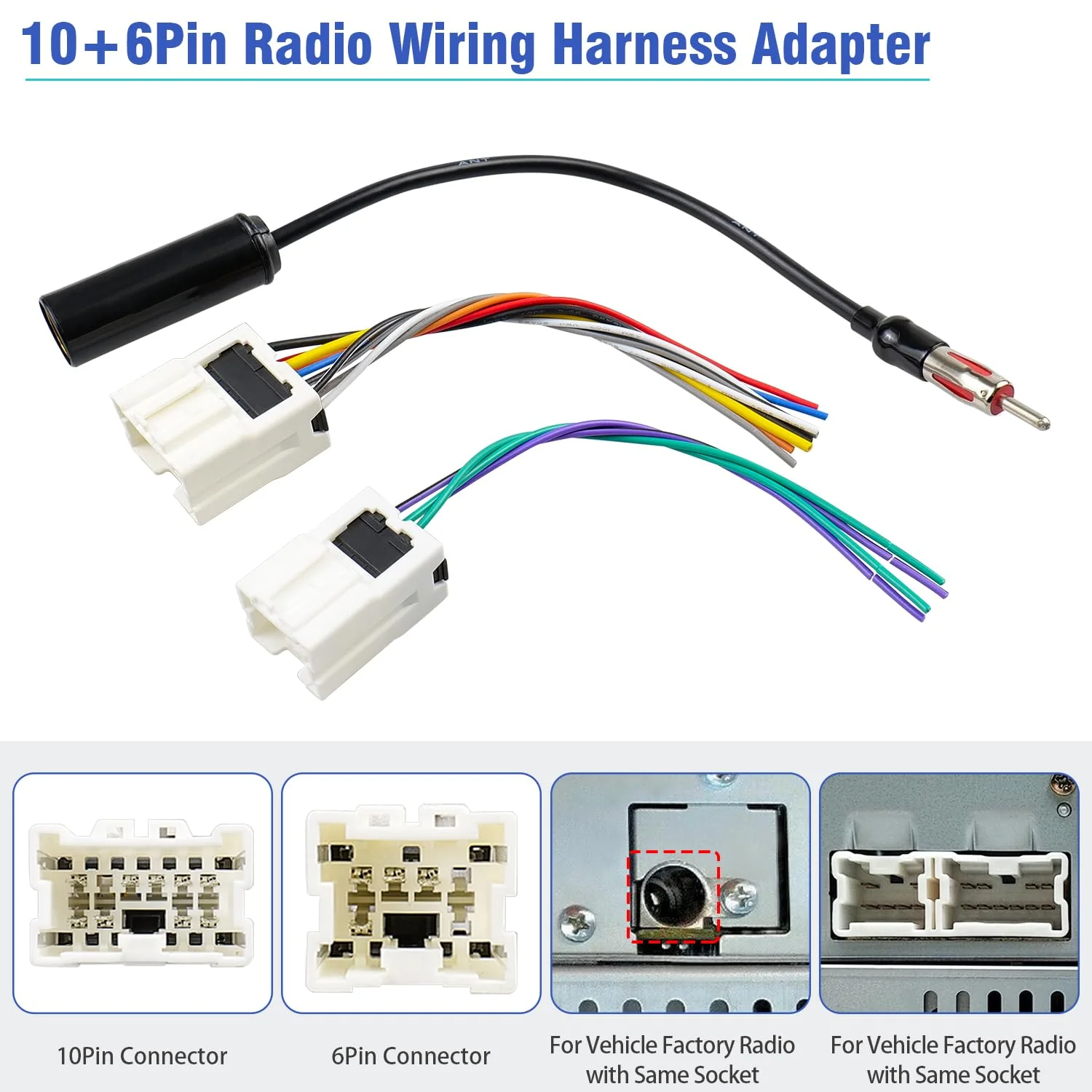 Radio Wiring Harness Kit for Nissan Altima Sentra Frontier Xterra Murano Quest Titan Pathfinder, Car Stereo Wire Harness Antenna Adapter Compatible with Infiniti Q45 G20 I30 QX4 10+6P Harness+Antenna for Nissan/Infiniti - Image 3