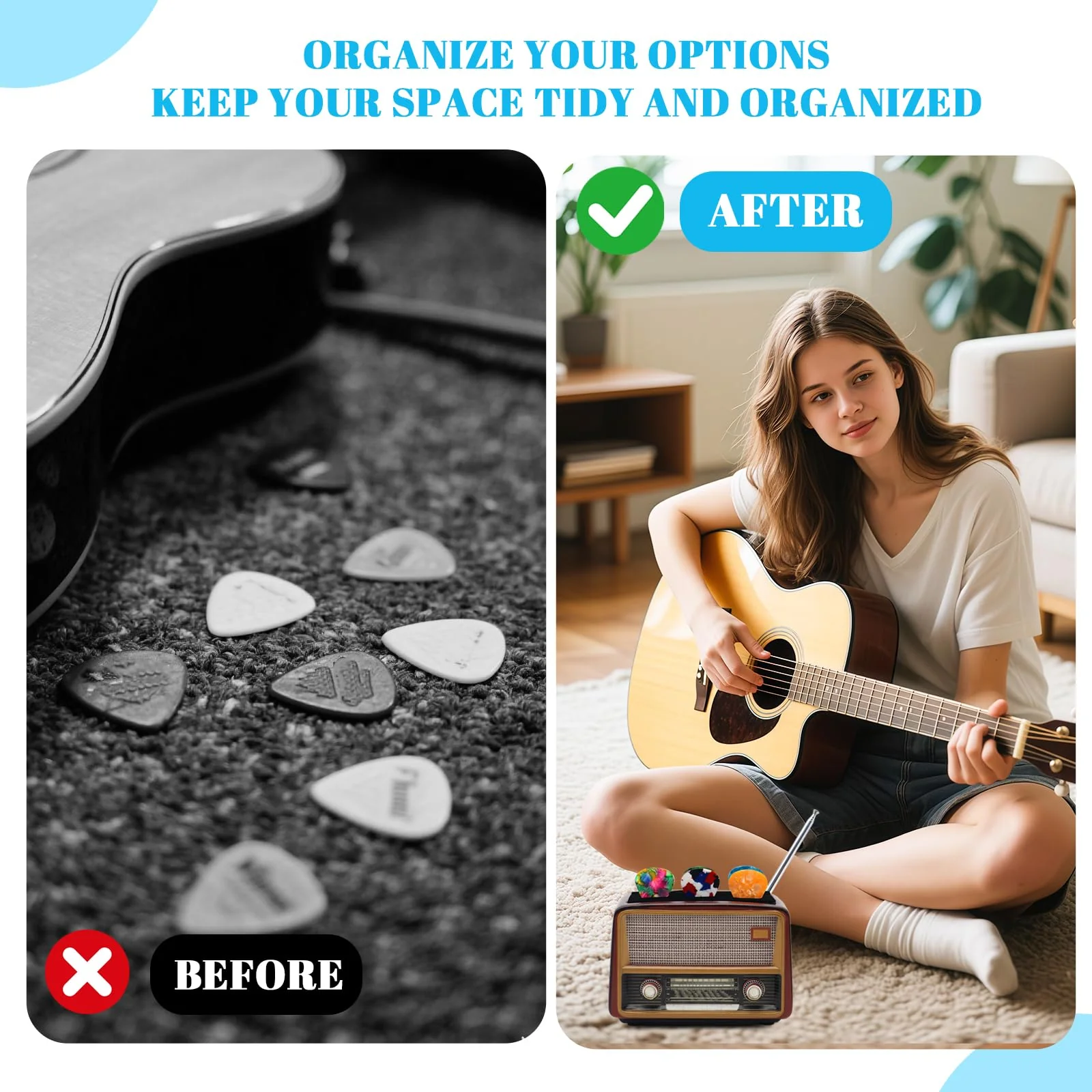 rain bunny Guitar Picks Holder Box, Guitar Pick Display Holder, Amp Speaker Styled Pick Holder, Pick Stand for Picks Storage and Display, Stylish Organizer for Music Enthusiasts and Musicians (Brown) Brown - Image 2