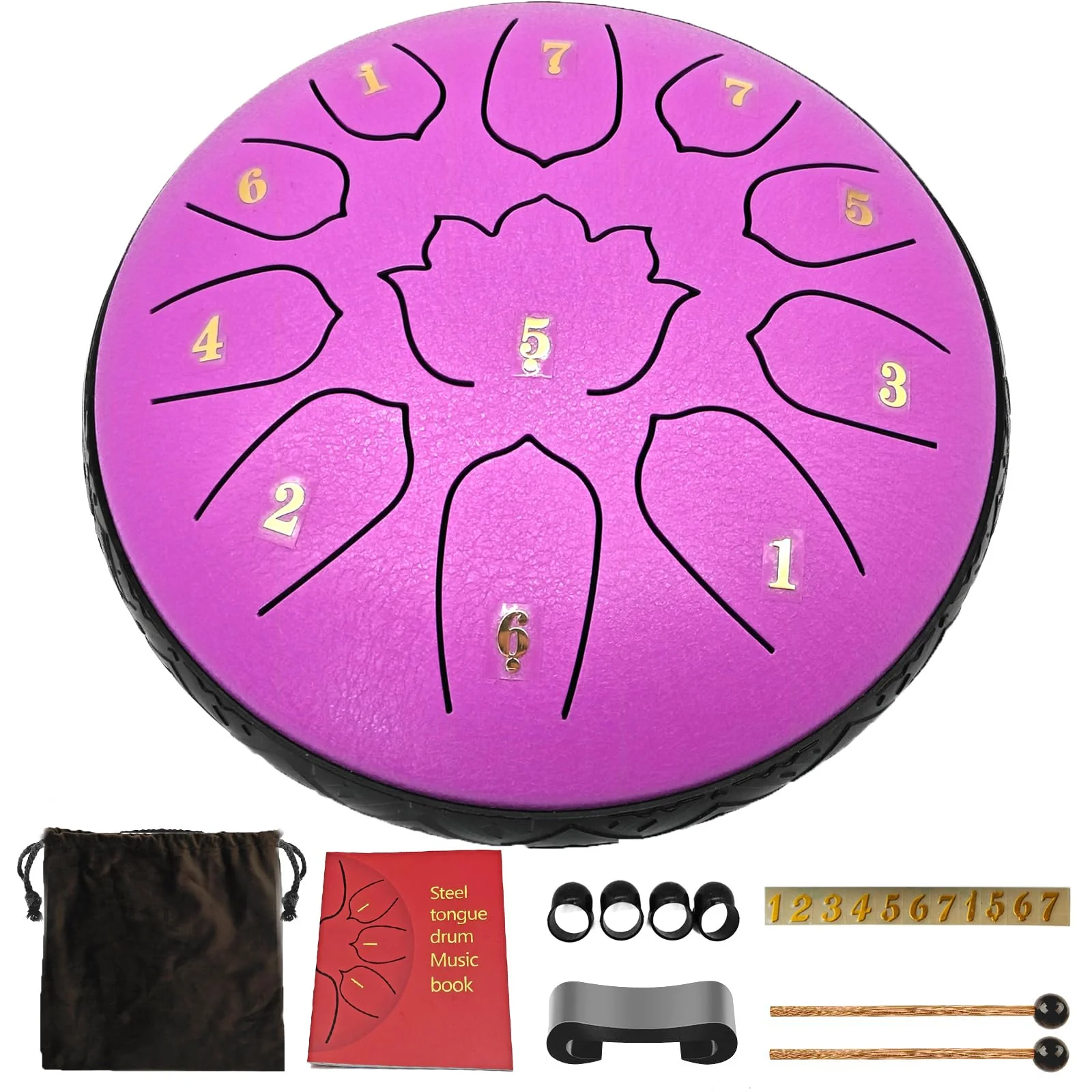 Rain Drum for Outside & Garden – 6.5-Inch Steel Tongue Drum, 11 Notes with Soft Bag, Music Book, and Mallets – Ideal for Meditation, Yoga, Relaxation, Sound Therapy, Musical Education – by VESYMAN 6.5 Inch 11 Notes Lavender Purple - Image 6