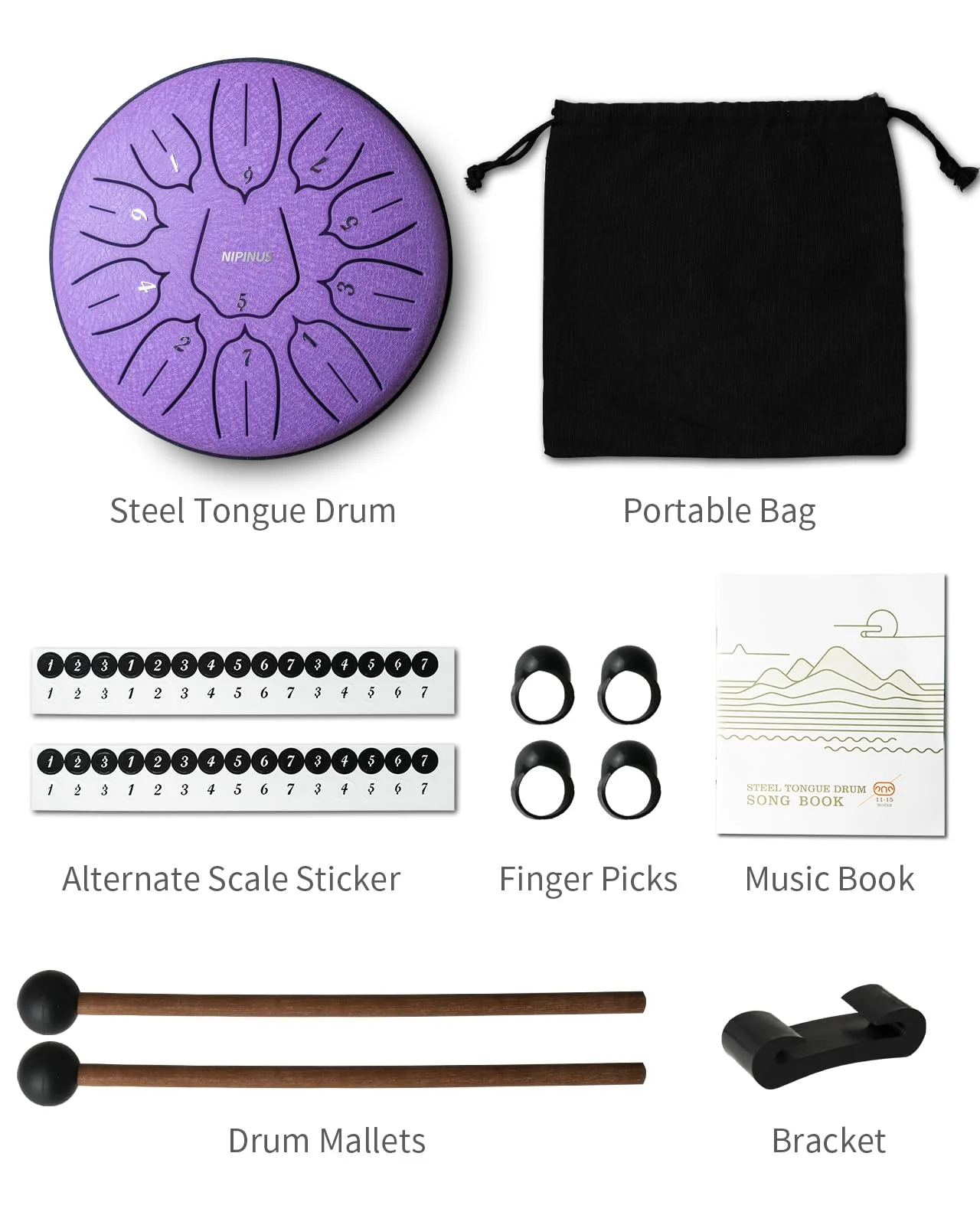 Rain Drum for Outside Garden, Steel Tongue Drum - 6 Inch 11 Notes Metal HandPan Drums,Waterproof Rain Chime,Musical Gifts 6''-11note Purple - Image 4