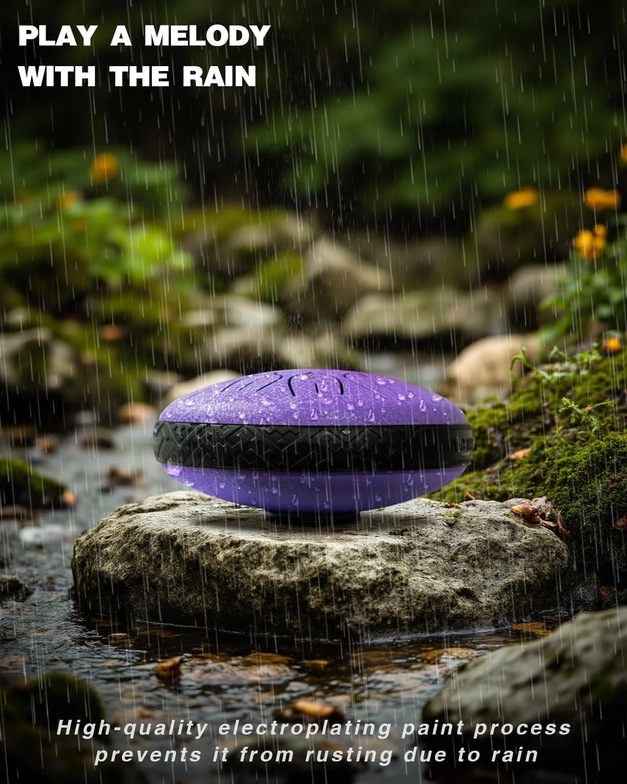 Rain Drum for Outside Garden, Steel Tongue Drum - 6 Inch 11 Notes Metal HandPan Drums,Waterproof Rain Chime,Musical Gifts 6''-11note Purple - Image 5