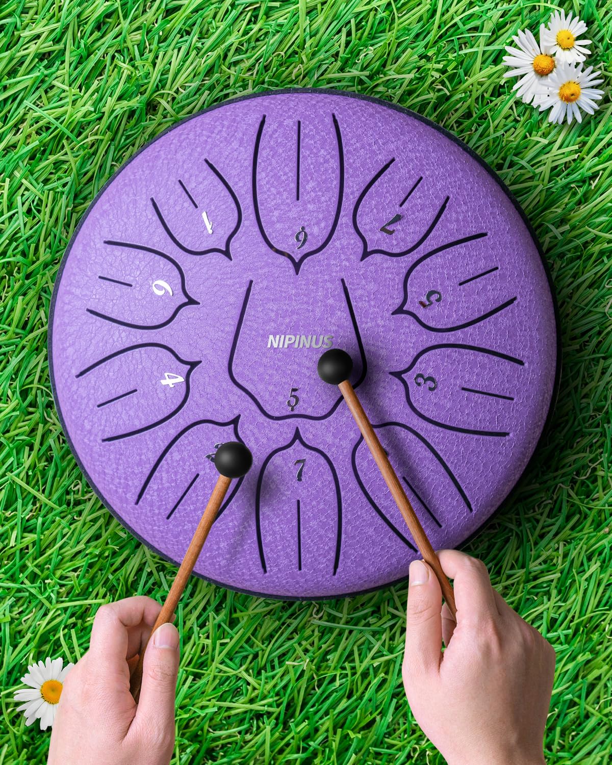 Rain Drum for Outside Garden, Steel Tongue Drum - 6 Inch 11 Notes Metal HandPan Drums,Waterproof Rain Chime,Musical Gifts 6''-11note Purple - Image 6