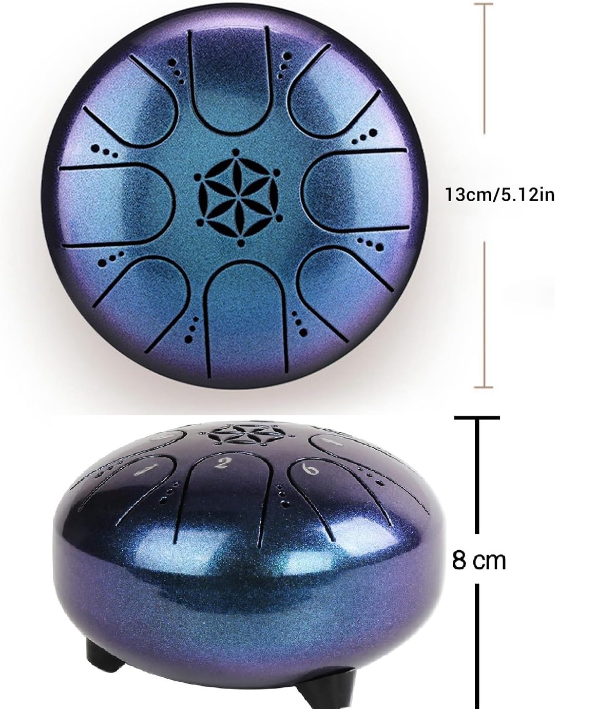 Rain Drum for Outside Garden, Steel Tongue Drum with Carry Bag, 5 Inch 8 Note Handpan Tank Drum Kit, C Major, Blue - Image 5