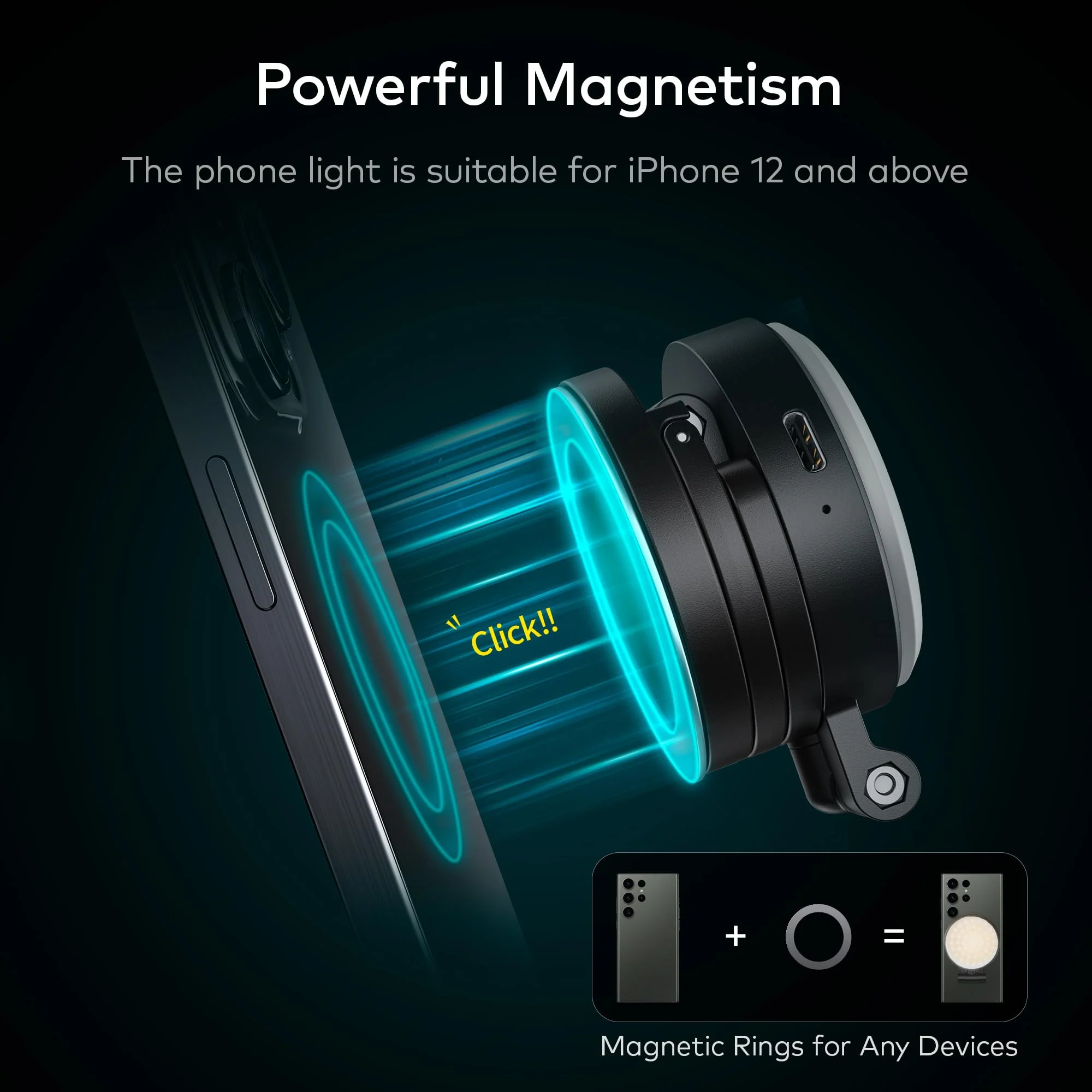 RALENO Magnetic Selfie Light for MagSafe iPhone, LED Phone Light for TikTok Vlog Zoom Makeup Video Conference, 350Lux/0.5m Ring Light with Stand Function & 2 Magnetic Ring & 3 Light Modes - Image 2