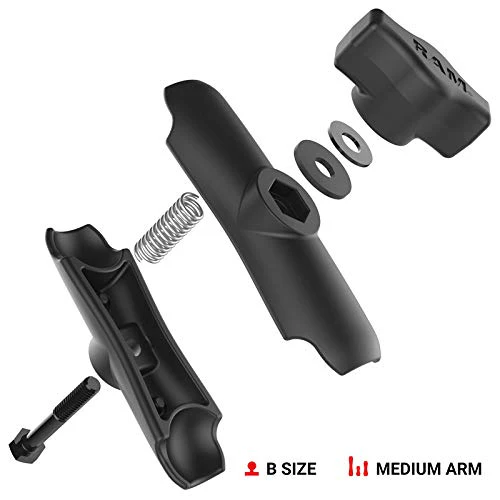 RAM Mounts RAM-B-201U Double Socket Arm (Medium) Compatible with RAM B Size 1" Ball Components Medium Arm - Image 4